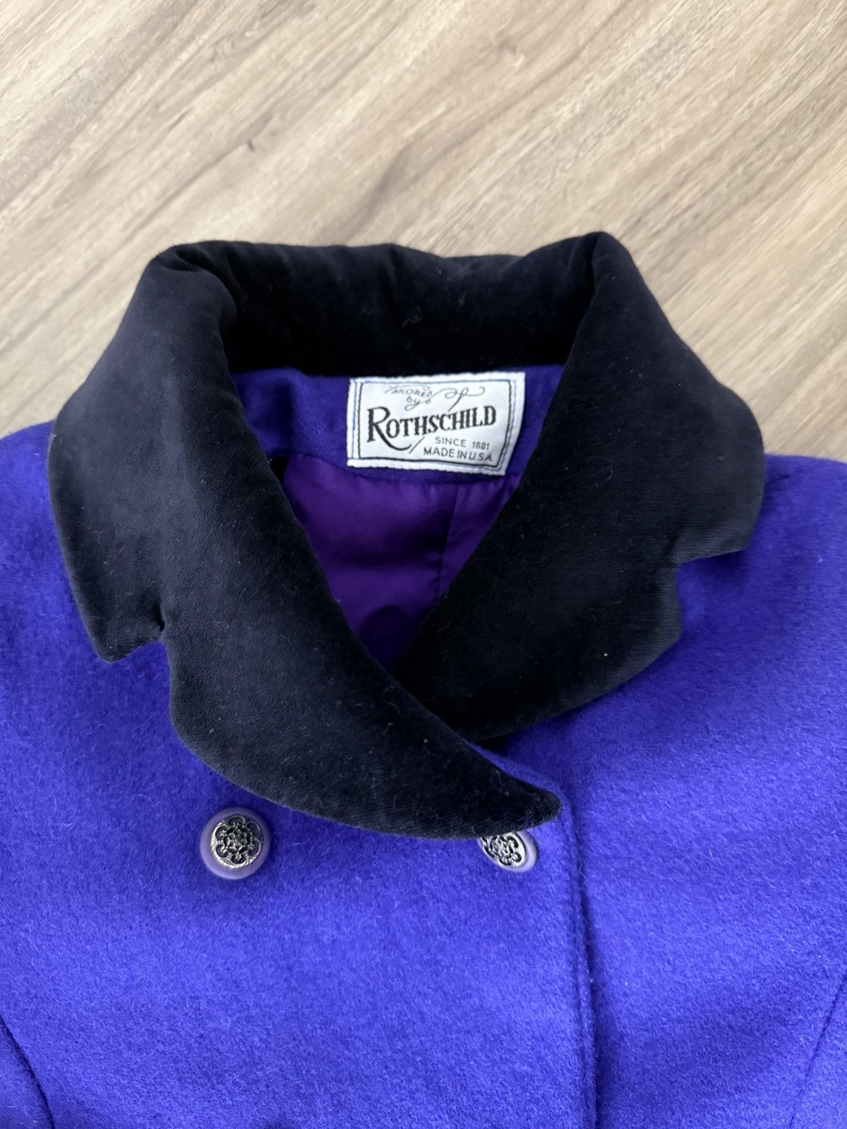 Other Vintage Rothschild Girls Wool Coat Sz 12 Purple Black Velvet Size XS / US 0-2 / IT 36-38 - 4 Thumbnail