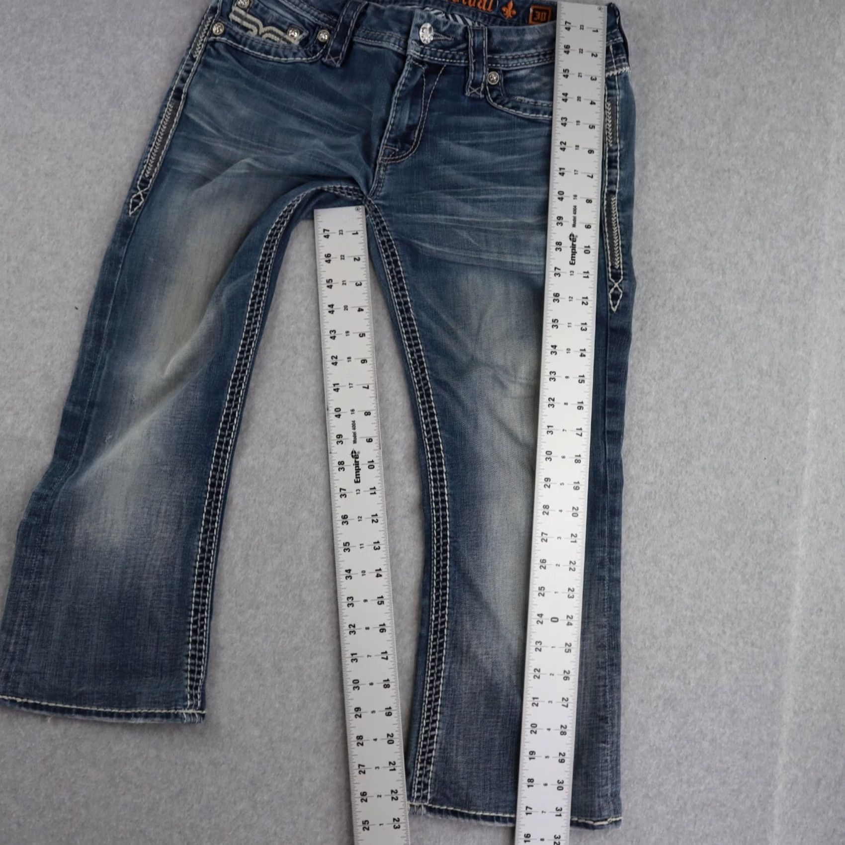 Vintage Rock Revival Jeans Boots Bootcut Distressed Blue 30 US 30 x 22.5in Womens Pants Vintage Style Ashley Distress Denim Size 30" / US 8 / IT 44 - 4 Thumbnail