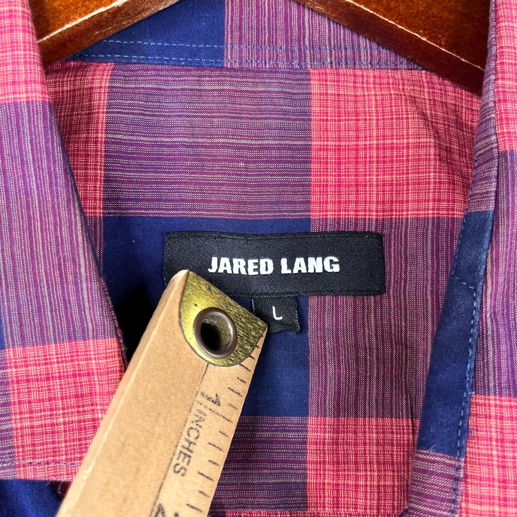 Jared Lang Jared Lang Shirt Large Navy Pink Check Casual Button Up Long Sleeve Mens Size US L / EU 52-54 / 3 - 5 Thumbnail