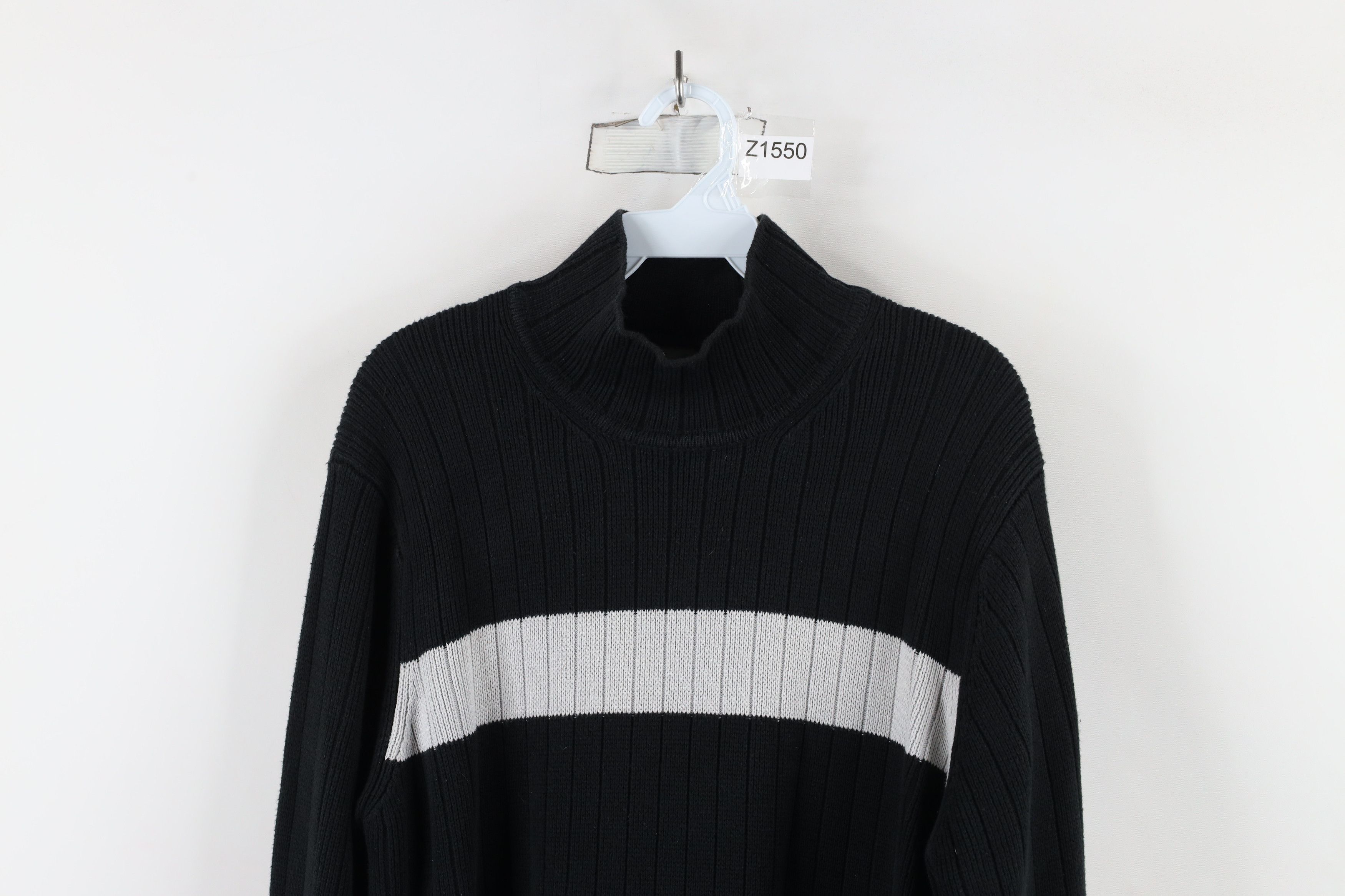 Vintage Vintage 90s Streetwear Block Ribbed Knit Mock Neck Sweater Size US M / EU 48-50 / 2 - 2 Thumbnail