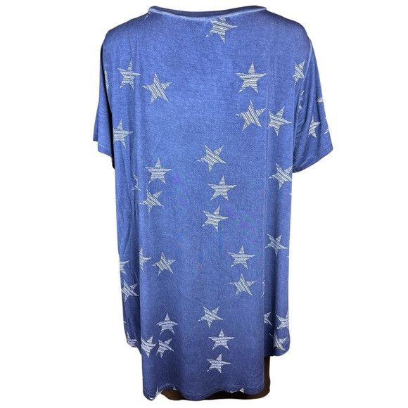 Other NWT New Cable & Gauge Viscose Blue Star Top T-Shirt Size 1X Size XL / US 12-14 / IT 48-50 - 4 Thumbnail