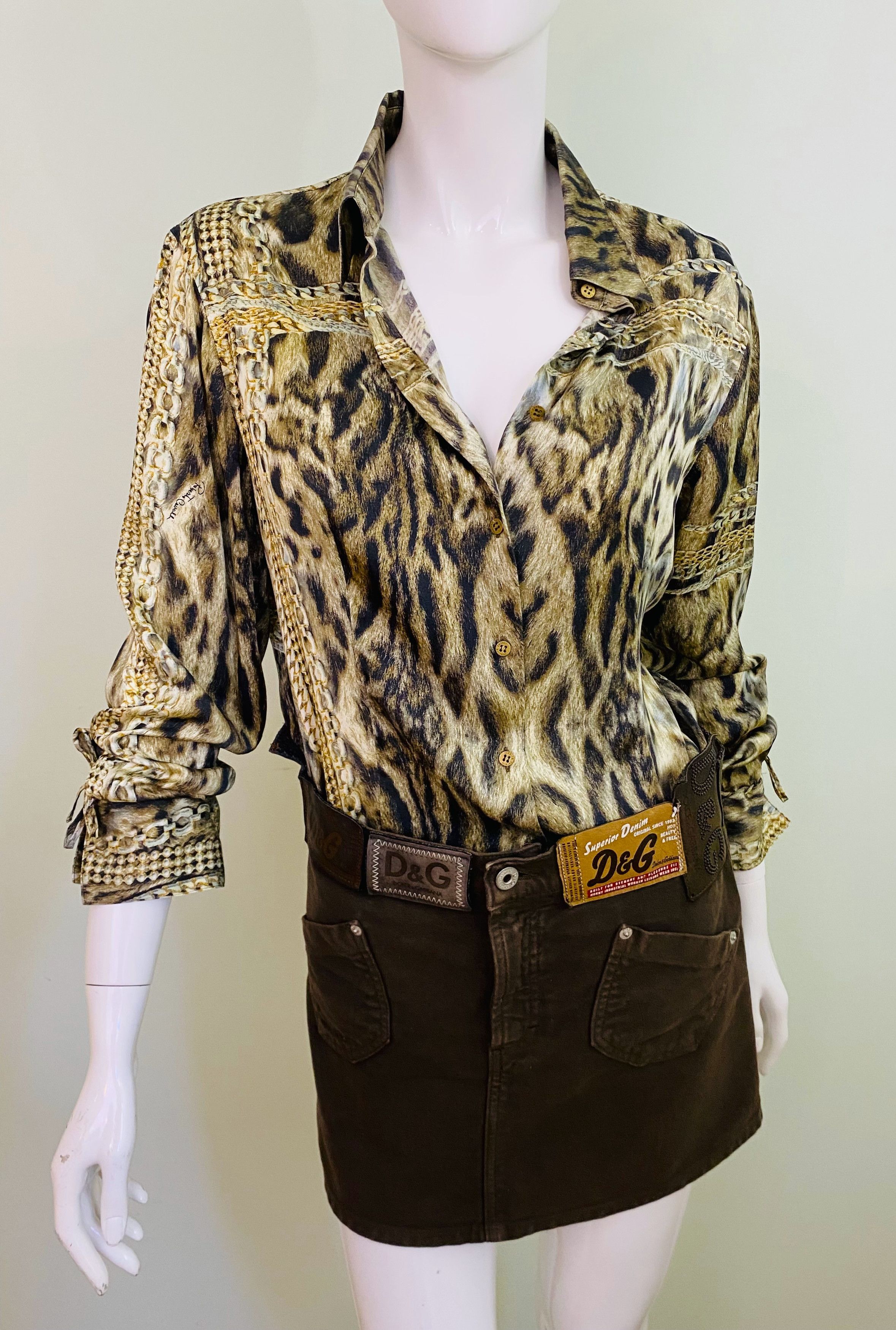Roberto Cavalli Roberto Cavalli Silk Chain Leopard Lion Corset Top Shirt Size M / US 6-8 / IT 42-44 - 5 Thumbnail