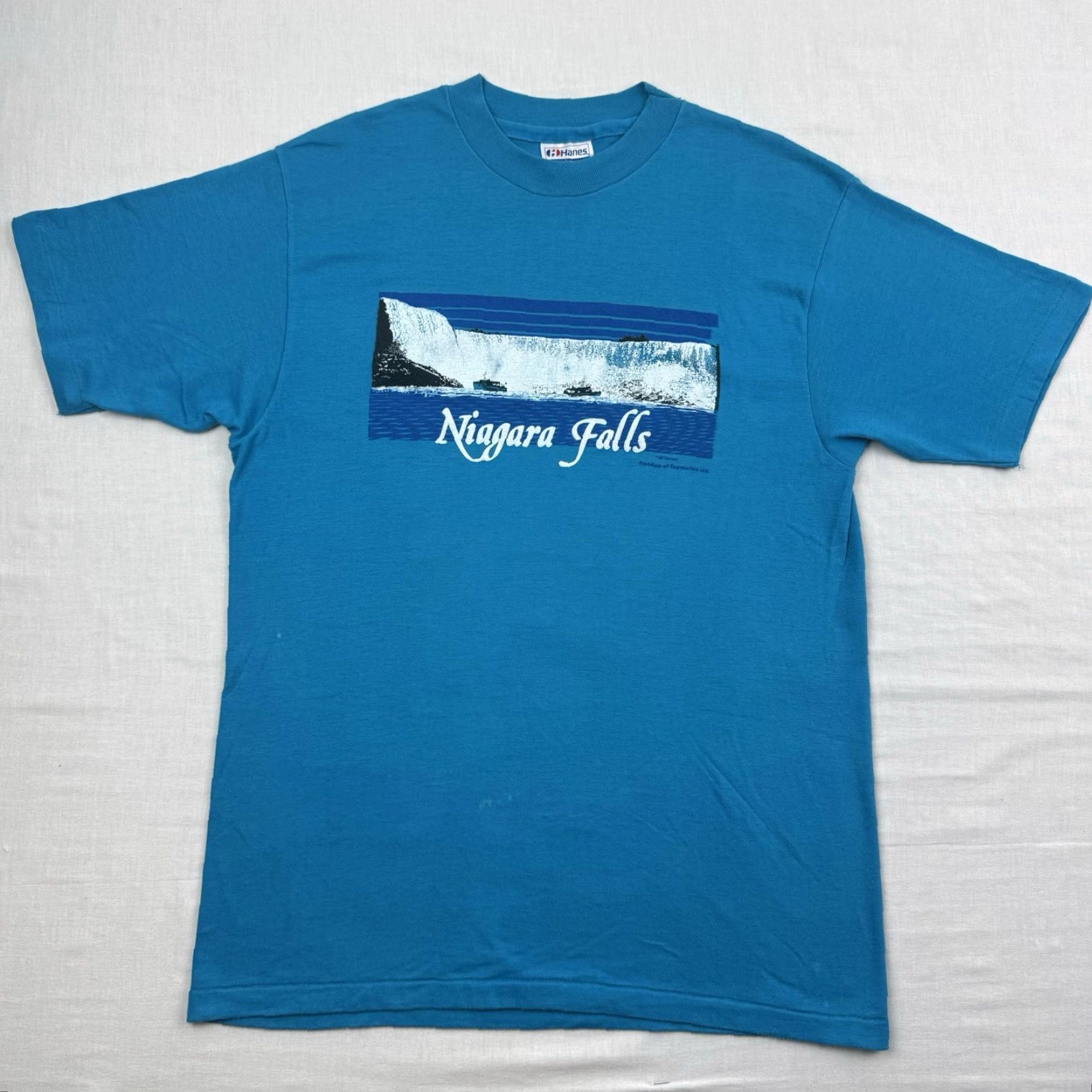 Hanes VINTAGE Niagara Falls T Shirt Men Large Blue Waterfall Nature 1980s Hanes Crew Neck Short Sleeve 80s Size US L / EU 52-54 / 3 - 2 Thumbnail