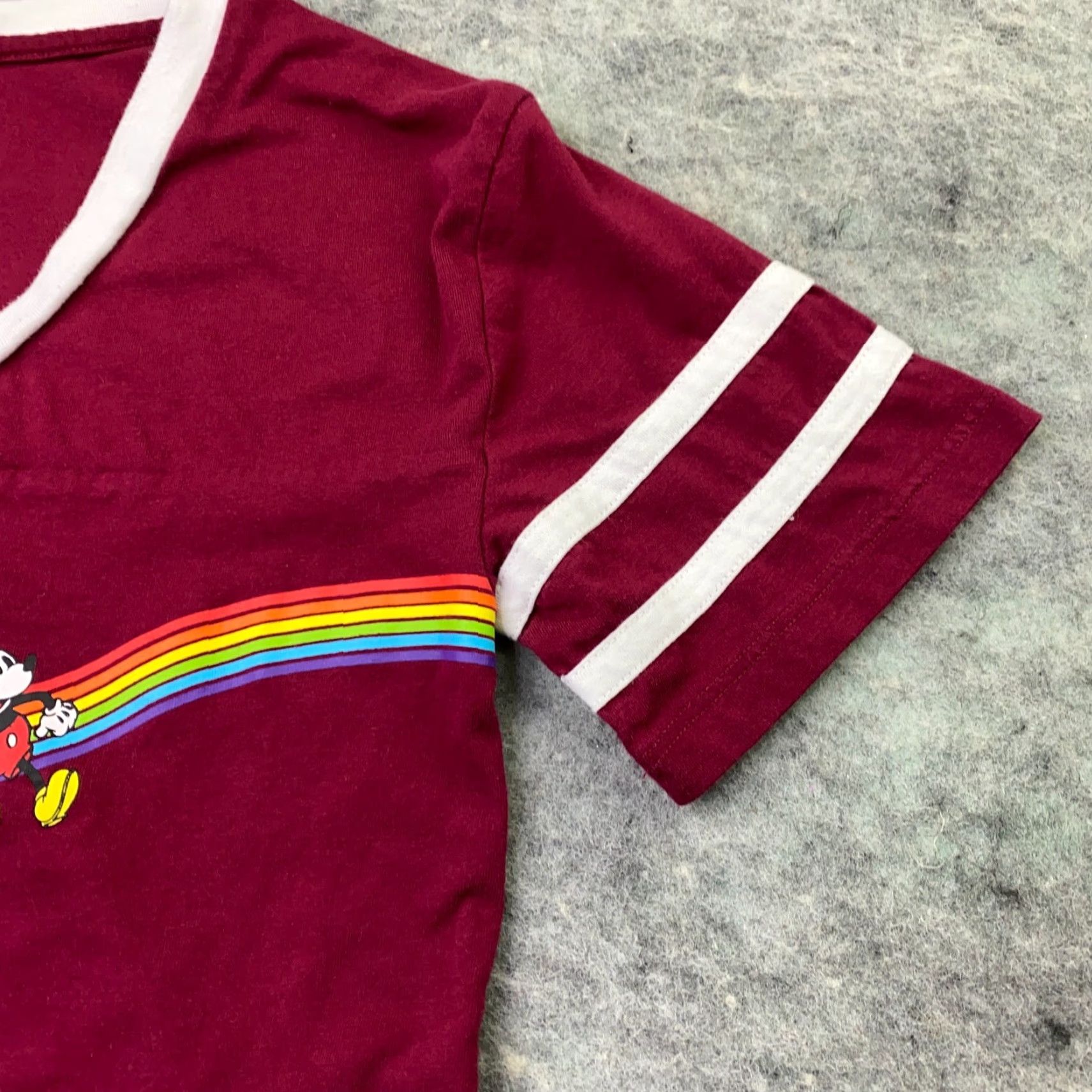 Disney Disney Womens Shirt Top Small Red Mickey Mouse Rainbow Retro Cropped V-Neck T-Shirt Size S / US 4 / IT 40 - 5 Thumbnail