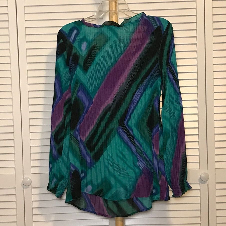 Other Allison Taylor Ruffled Stretch V-Neck Long Sleeve Blouse M Size M / US 6-8 / IT 42-44 - 2 Thumbnail