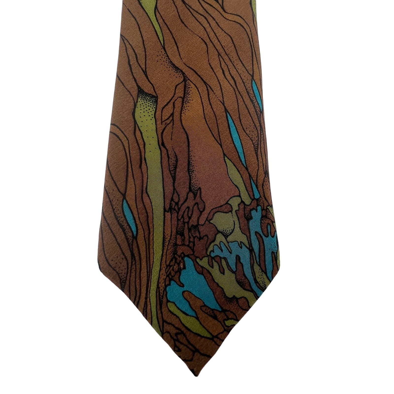 Bill Blass × Vintage Bill Blass Silk Tie Abstract Natural Floral Motif Brown Size ONE SIZE - 1 Thumbnail