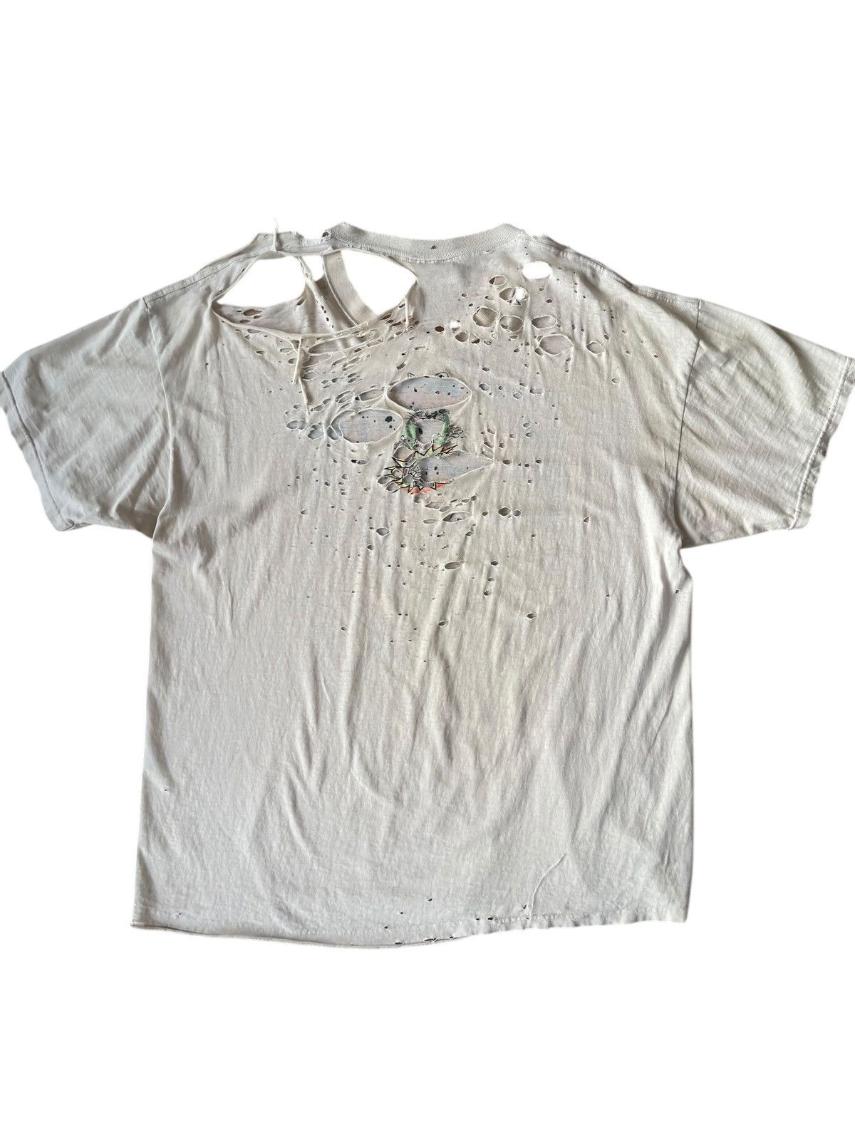 Vintage THRASHED Vintage 90s Burnt Crispy’s Distressed Tee Shirt Size US XL / EU 56 / 4 - 2 Thumbnail