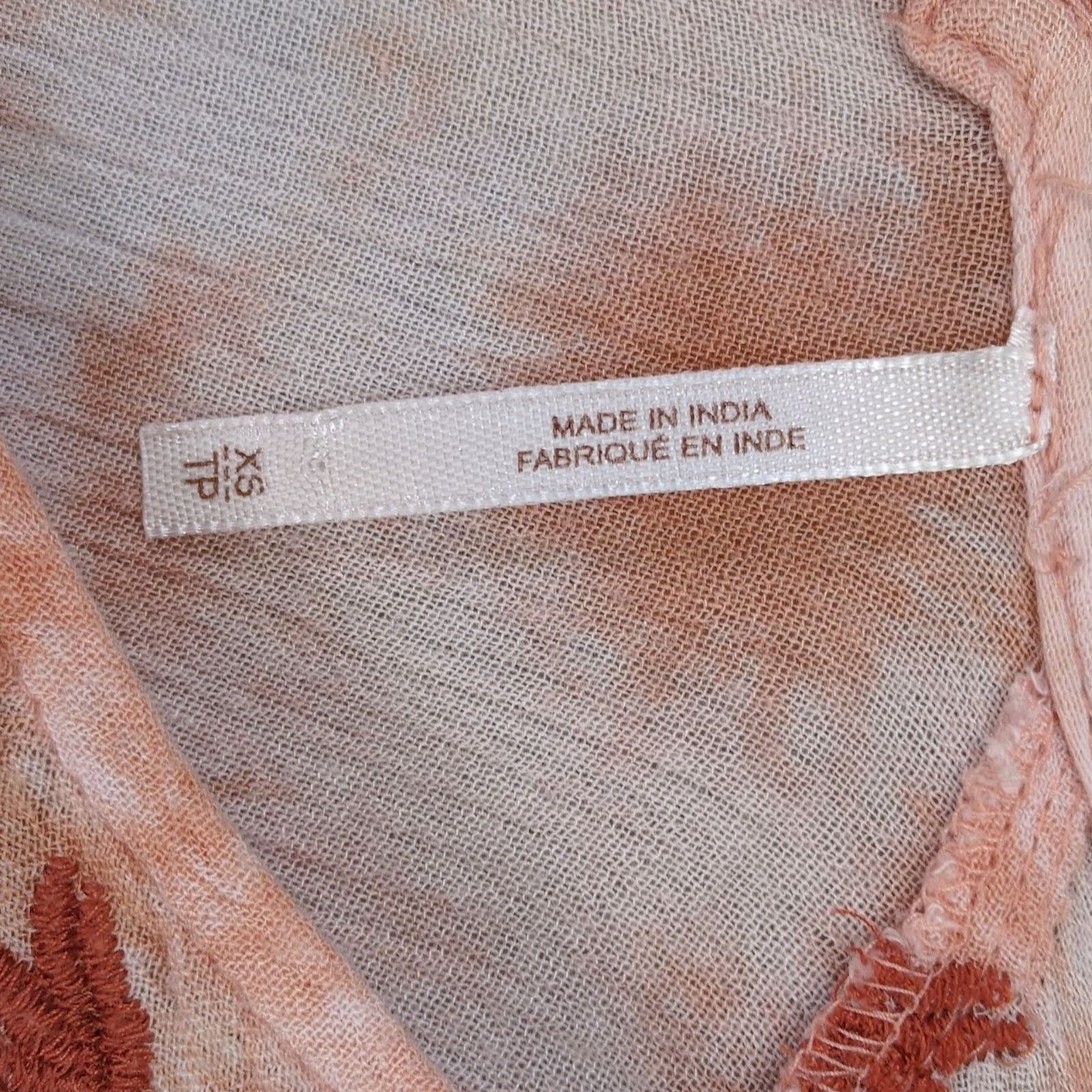 Free People Free People Women's XS Embroidered Orange Tie Dye Blouse Top Size XS / US 0-2 / IT 36-38 - 3 Thumbnail