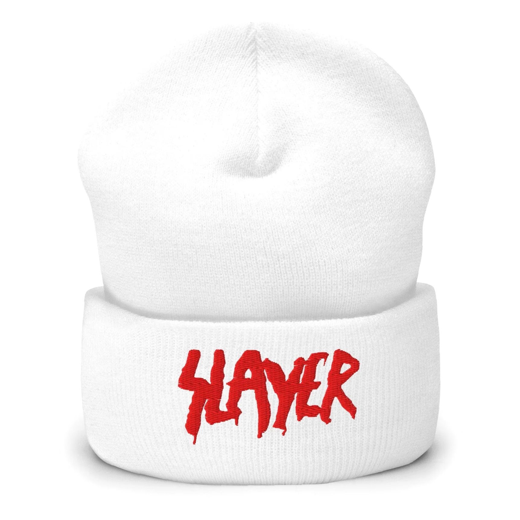 Vintage Slayer Embroidered Beanie Hat White Men's One Size Beanie Music Casual Vintage: No, 0 Size ONE SIZE - 2 Thumbnail