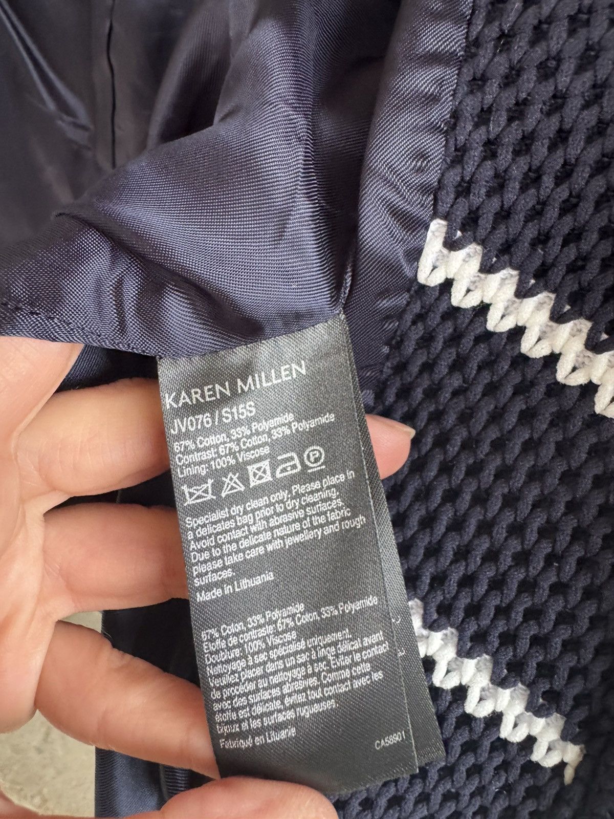 Karen Millen Karen Millen Navy Stripped Textured Jacket Parisian Chic Size L / US 10 / IT 46 - 8 Thumbnail