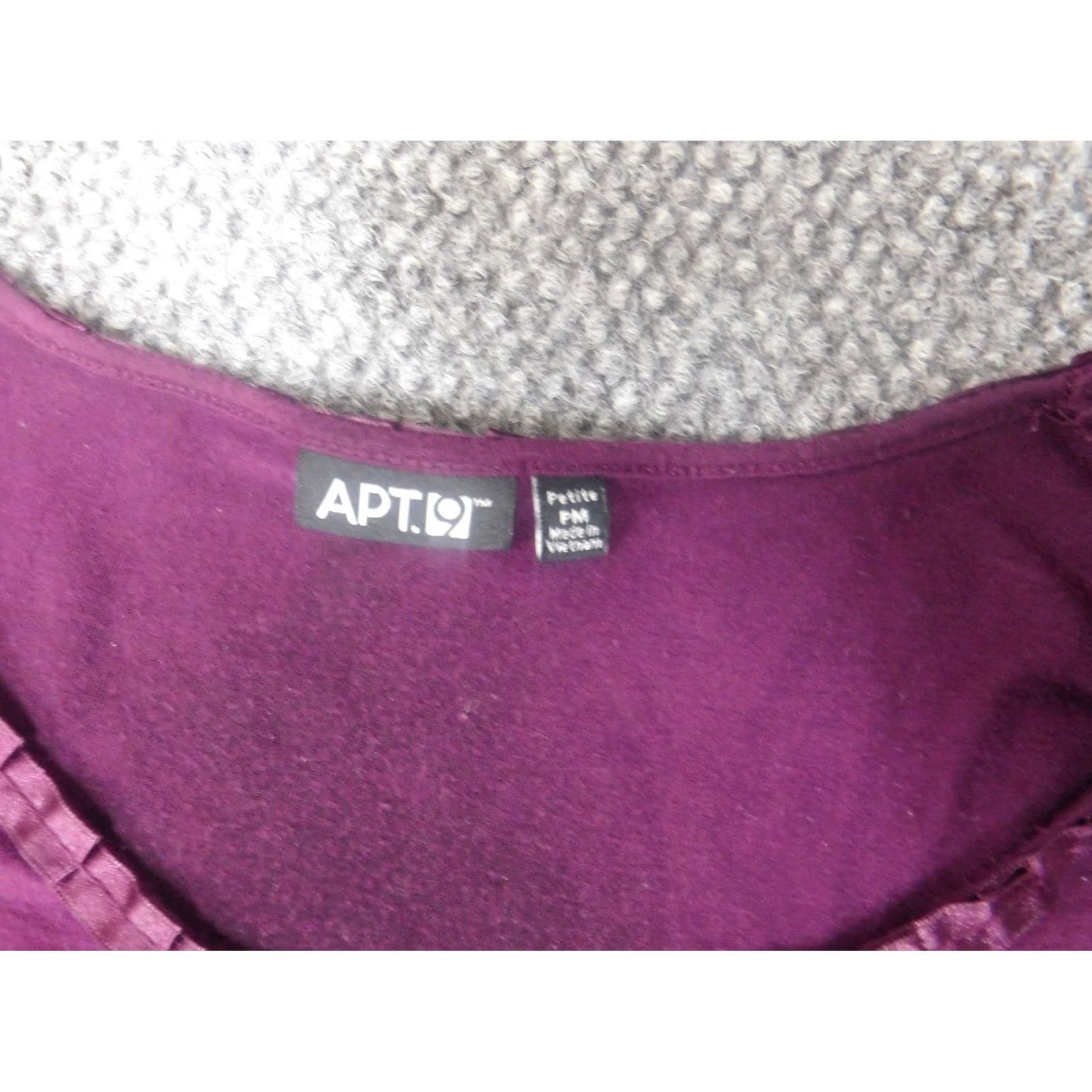 Apt. 9 Apt 9 Blouse Shirt Womens PM Petite Purple V-Neck Short Sleeve Pullover Stretch Polyester Rayon Button Casual Size M / US 6-8 / IT 42-44 - 7 Thumbnail
