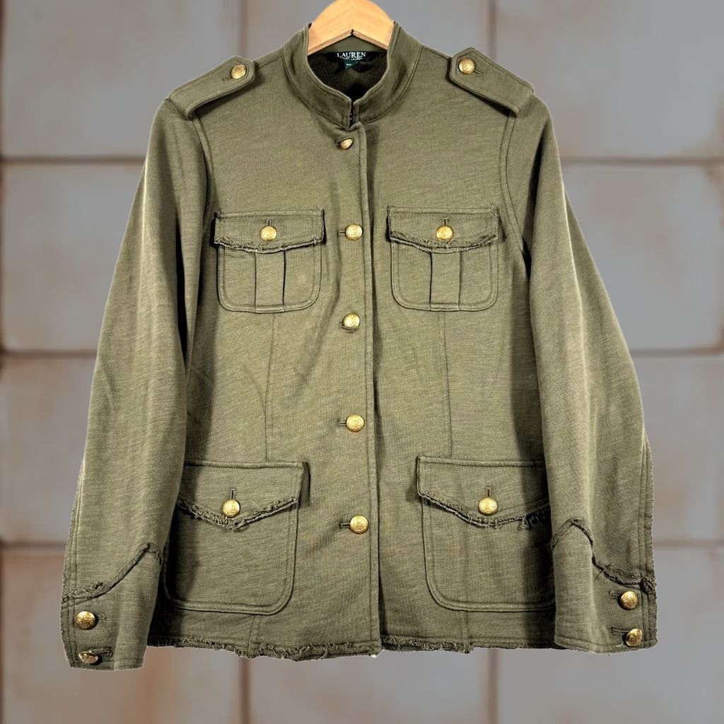 Ralph Lauren Ralph Lauren Womens Jacket Army Military Field Terry Utility Gold Buttons Green Pink? No Pattern Size M / US 6-8 / IT 42-44 - 1 Thumbnail