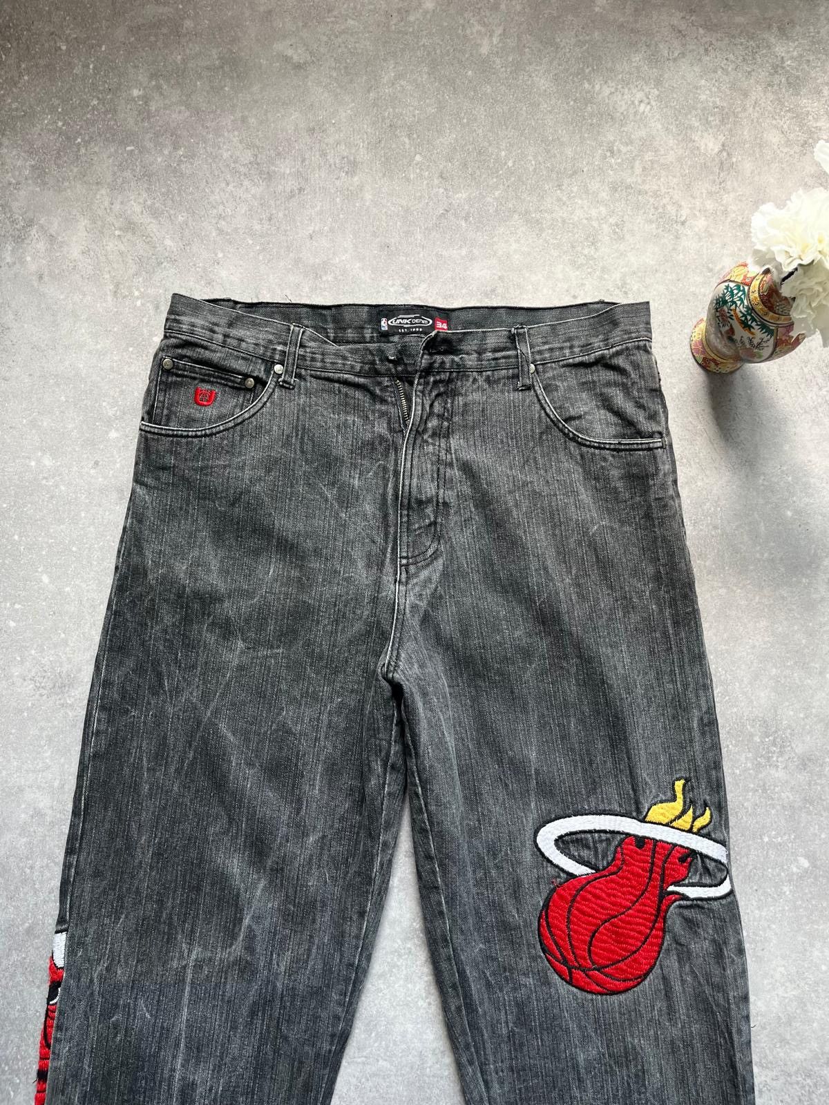 NBA × Southpole UNK Denim x NBA Miami Heats Baggy / Straight Jeans Pants Size US 34 / EU 50 - 3 Thumbnail
