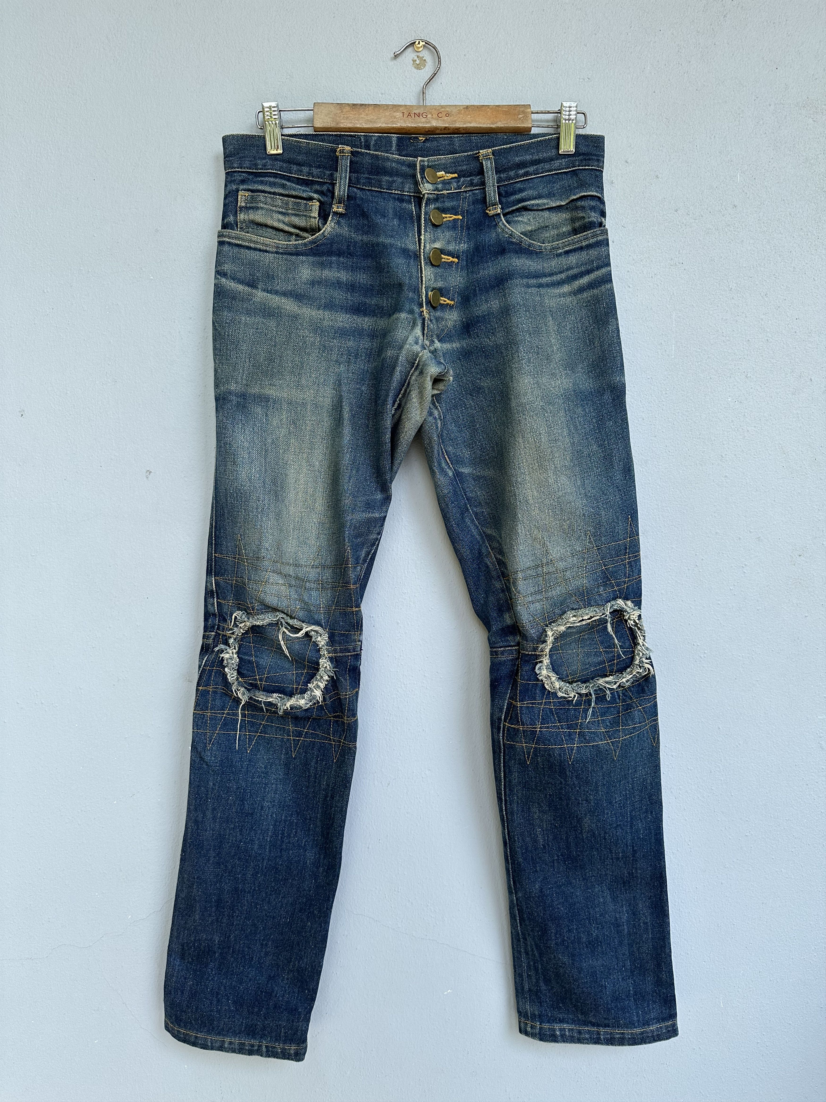 image of Beauty Beast x Christopher Nemeth Vintage Nemeth Distressed Biker Jeans, Men's (Size 31)