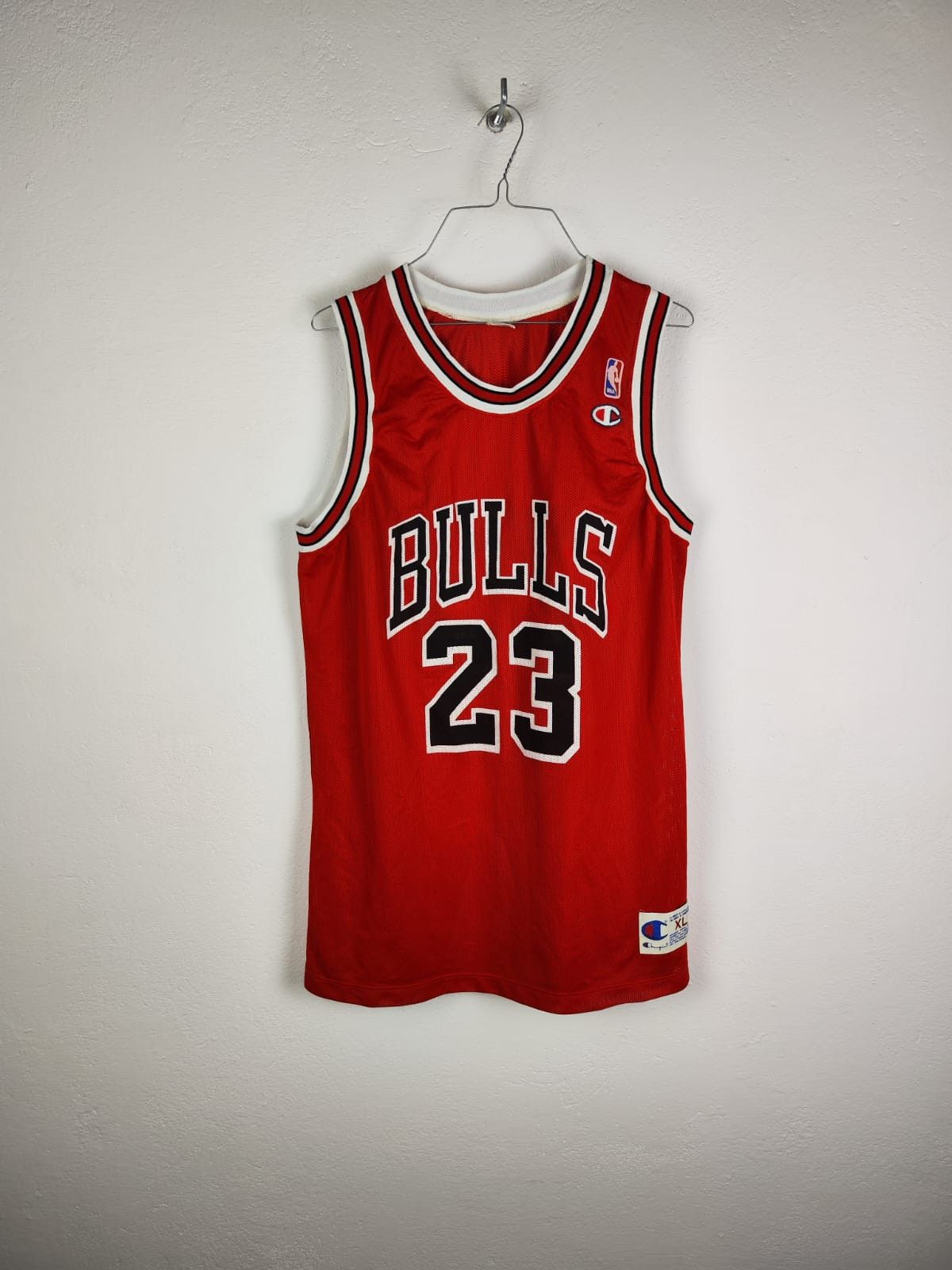 image of Jordan 23 Chicago Bulls Champion Europe Jersey 1990/91 in Red, Men's (Size XL)