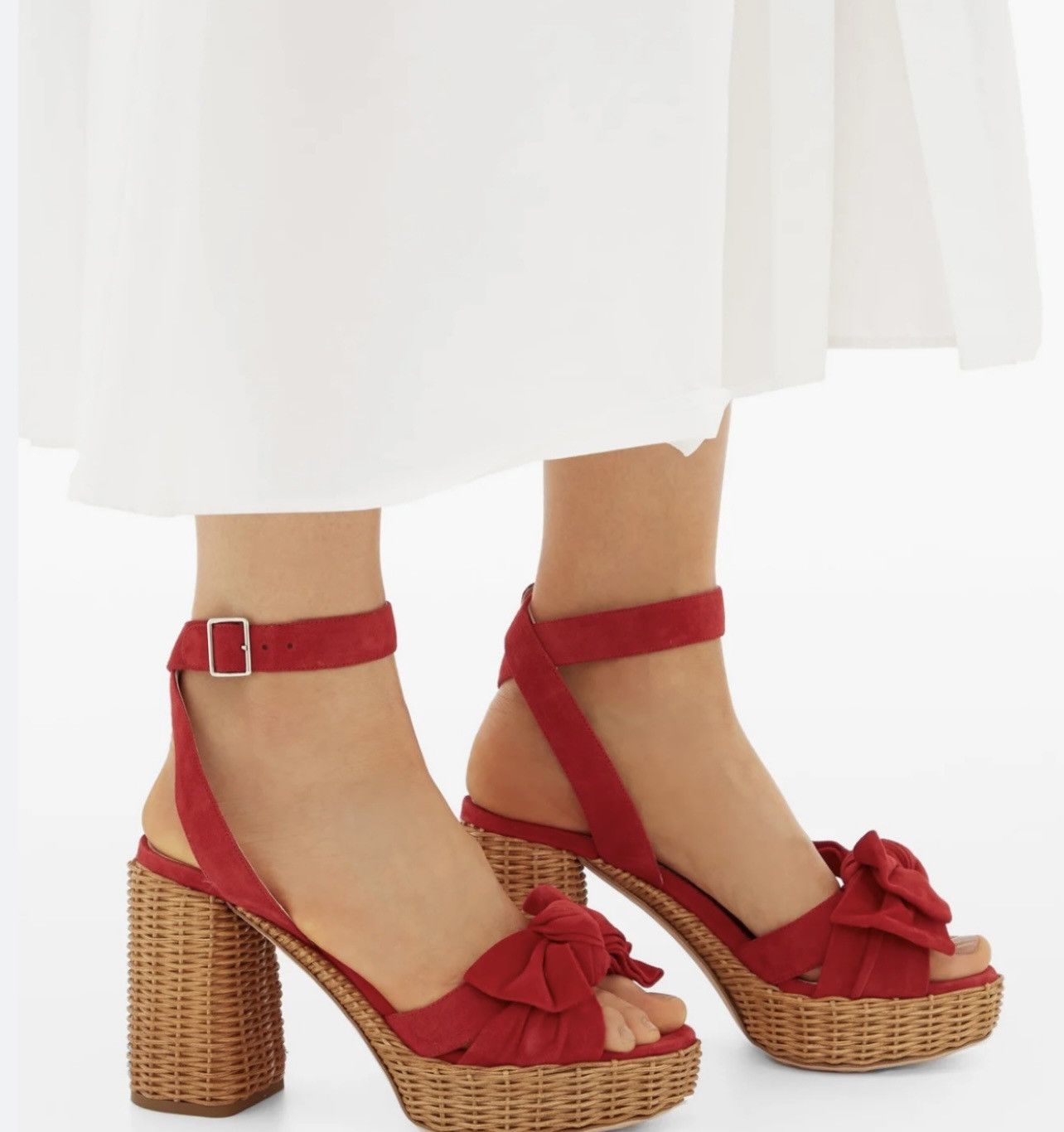 Miu Miu 🔥 Miu Miu suede bow platform sandals shoes Size US 7 / IT 37 - 2 Thumbnail