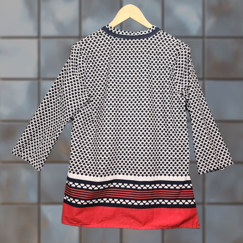 Tommy Hilfiger Tommy Hilfiger Tunic Top Womens Medium Blue Red Popover Lightweight 100% Cotton Geometric V-Neck Blouse Shirt Pullover Machine Washable Size M / US 6-8 / IT 42-44 - 1 Thumbnail