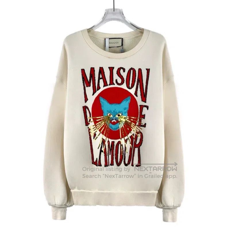 Gucci Gucci Beige letter cat sequin cotton round-neck long-sleev Size US S / EU 44-46 / 1 - 1 Thumbnail