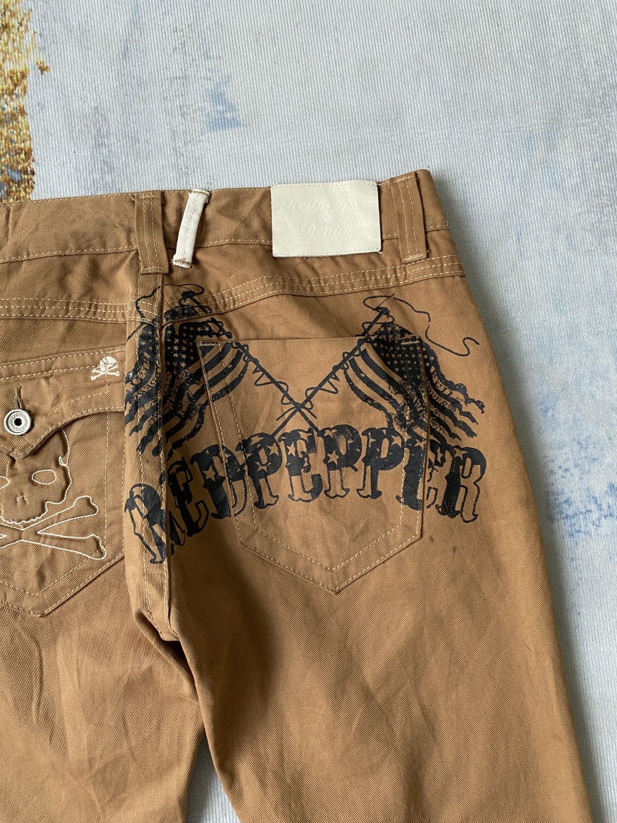 Japanese Brand × Le Grande Bleu (L.G.B.) × Tornado Mart Red Pappers Skull Design Ed Hardy Style Distressed Pant Size US 34 / EU 50 - 13 Thumbnail
