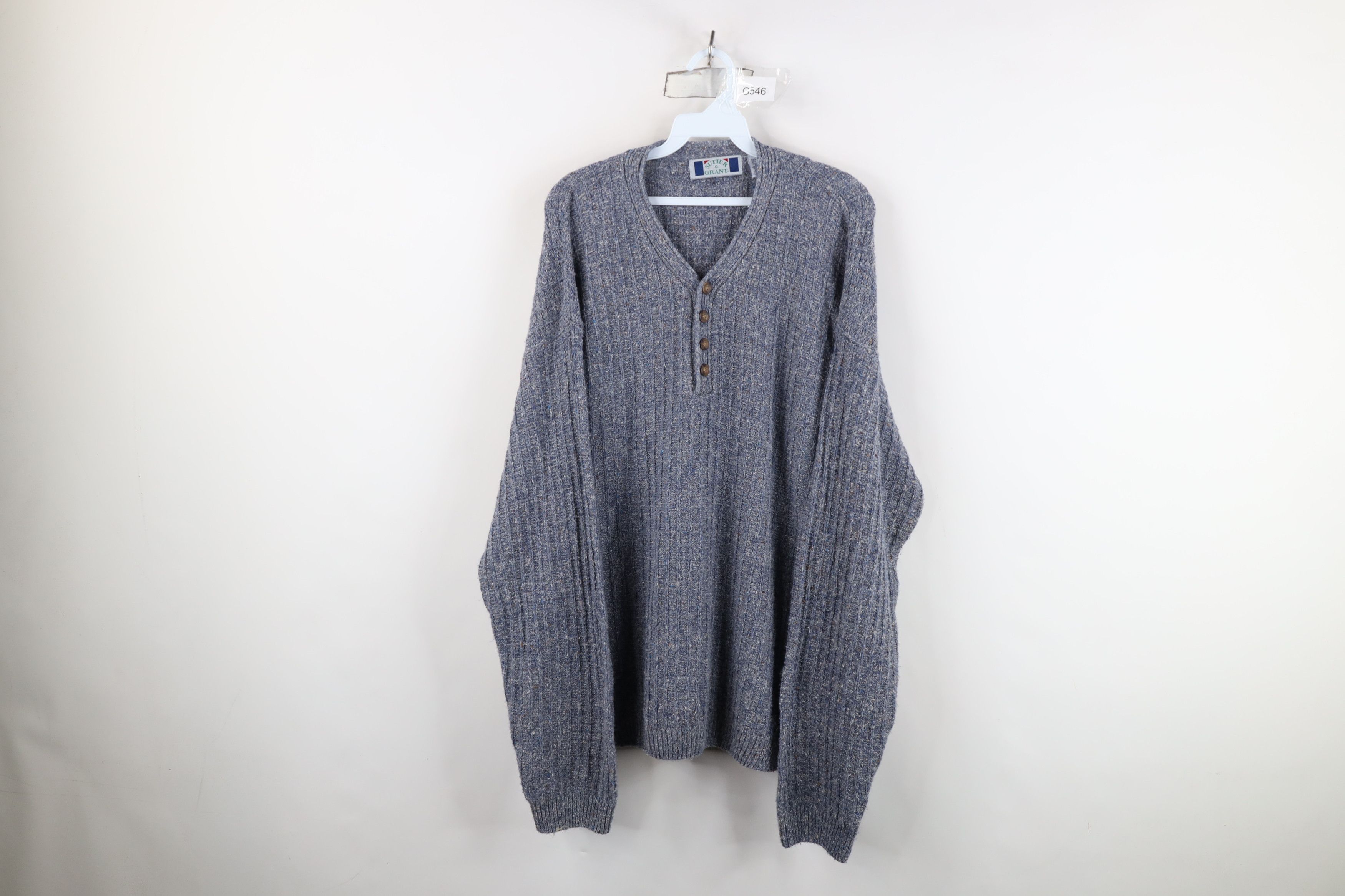 Vintage Vintage 90s Streetwear Blend Ribbed Knit Henley Sweater Size US L / EU 52-54 / 3 - 1 Thumbnail