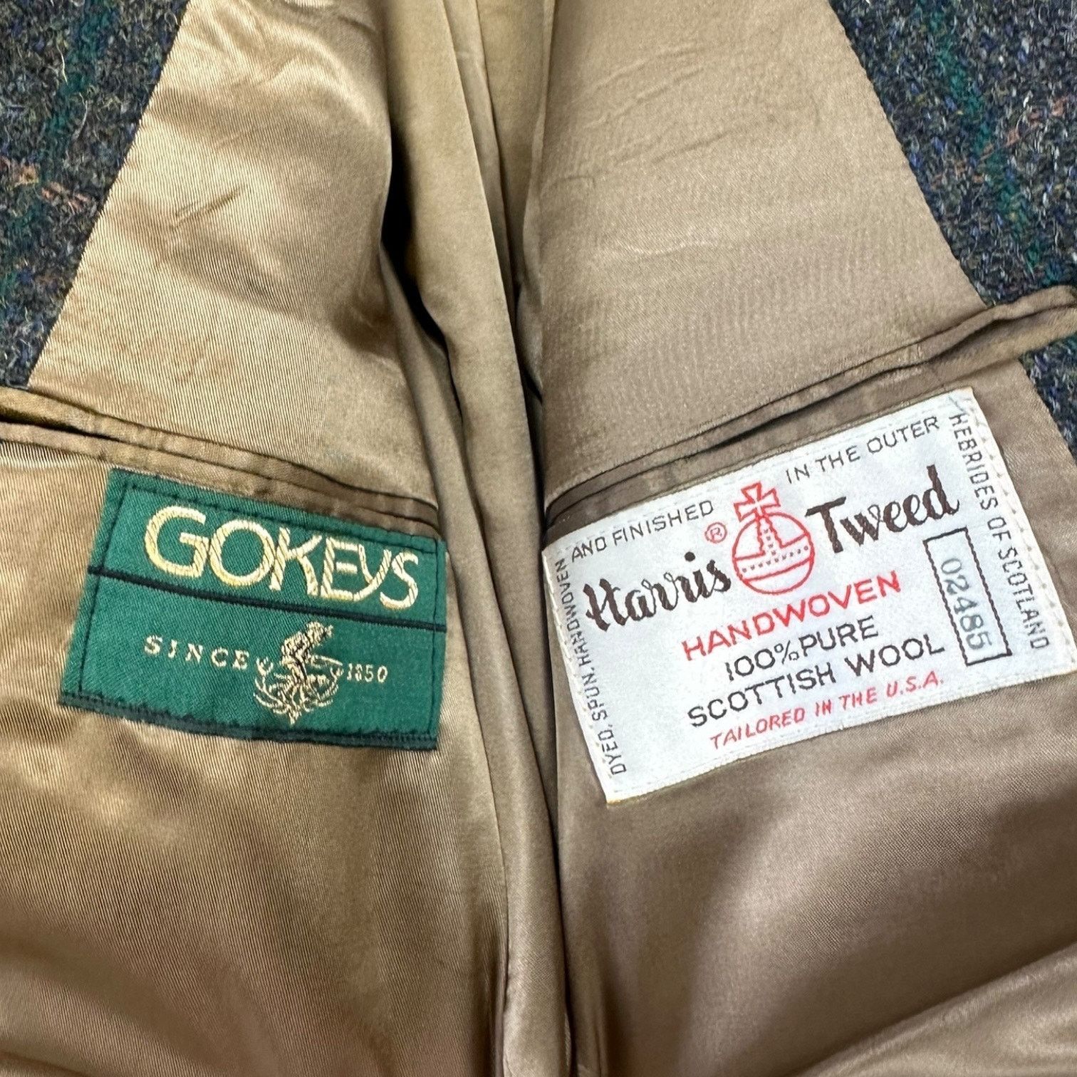 Harris Tweed GOKEYS Harris Tweed Men’s Sport Coat Blazer Plaid Wool 42R Size 42R - 10 Thumbnail