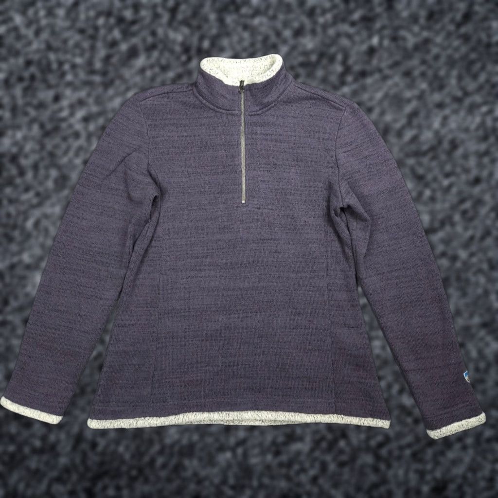 Vintage Kuhl Alaska Sweater Women's M 1/4 Gray Purple Fleece Lined Mock Neck Pullover Logo 1/4 Zip Garment: Sweater Casual Size M / US 6-8 / IT 42-44 - 1 Thumbnail
