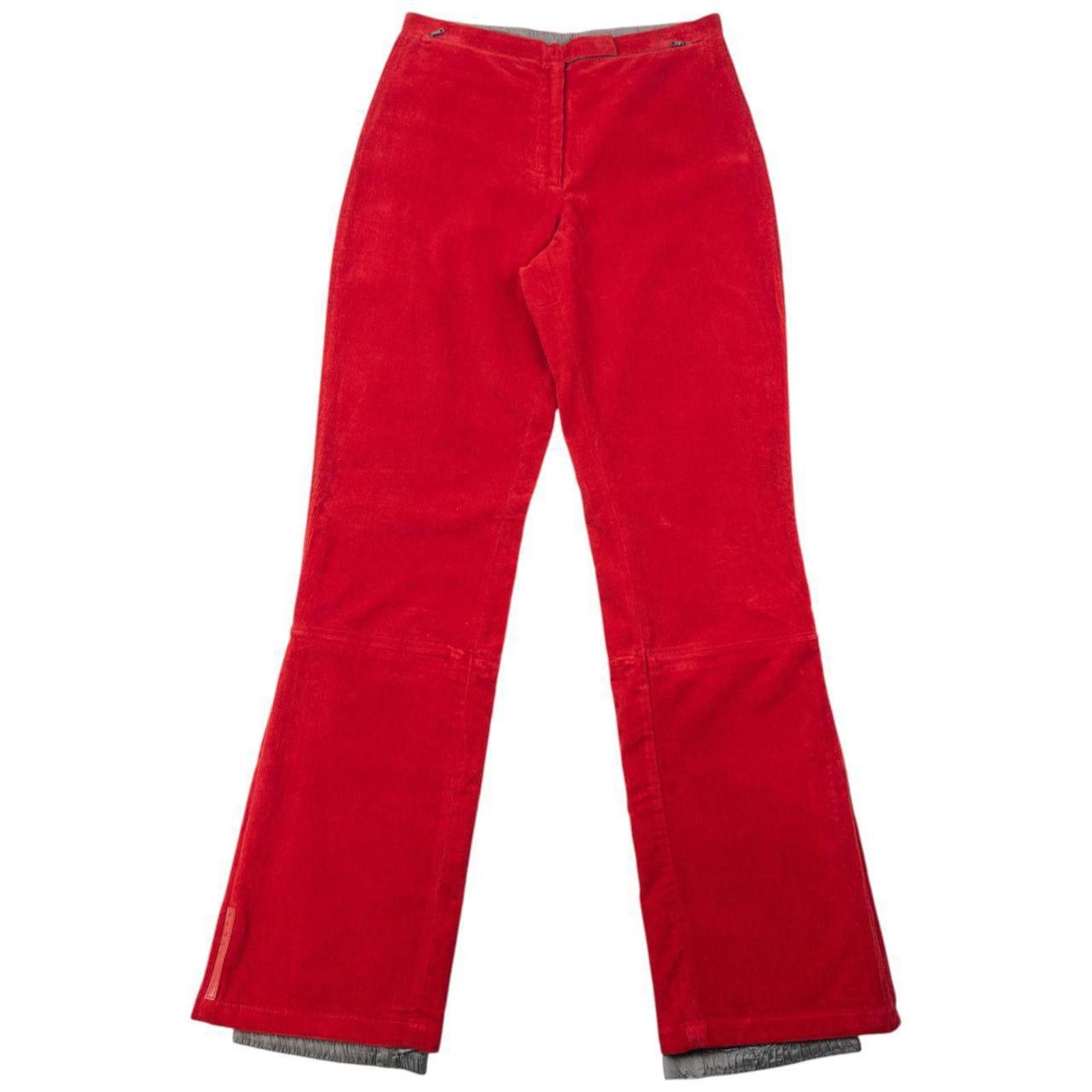 Prada Vintage 2000s Prada Sport Layered Zip Cuff Corduroy Trousers Size US 27 - 2 Thumbnail
