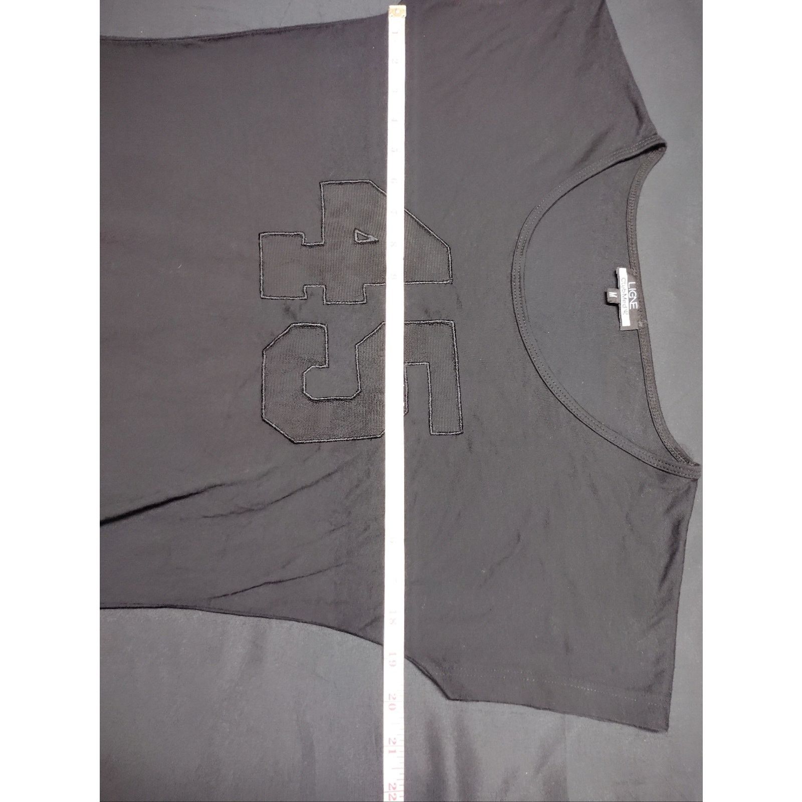 La Ligne Women's Black Jersey Tee with '45' Graphic and Ruched side Size M / US 6-8 / IT 42-44 - 5 Thumbnail