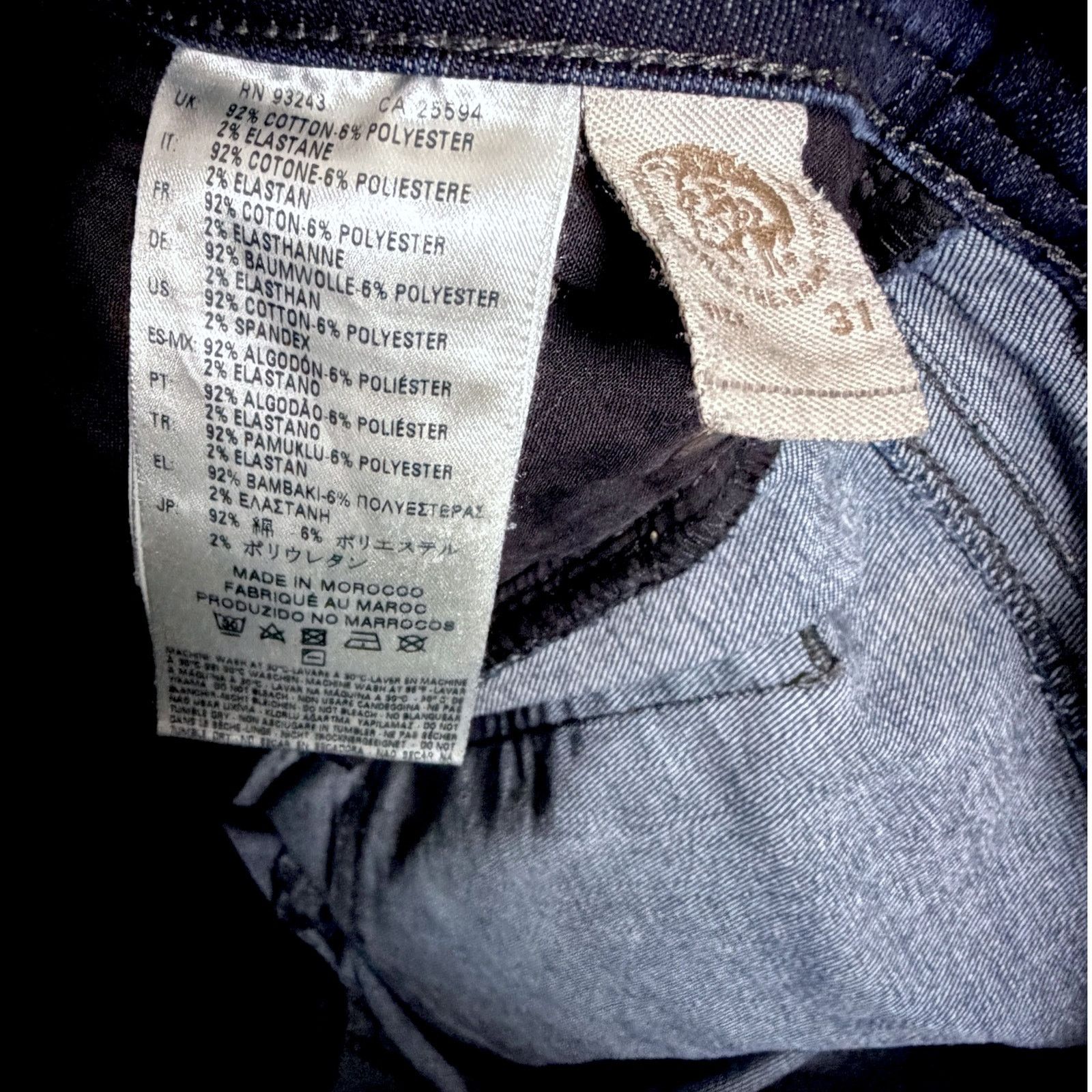 Diesel Diesel Buster Regular Tapered Fit Dark Blue Mens Jeans 31x30 Size US 31 - 7 Thumbnail
