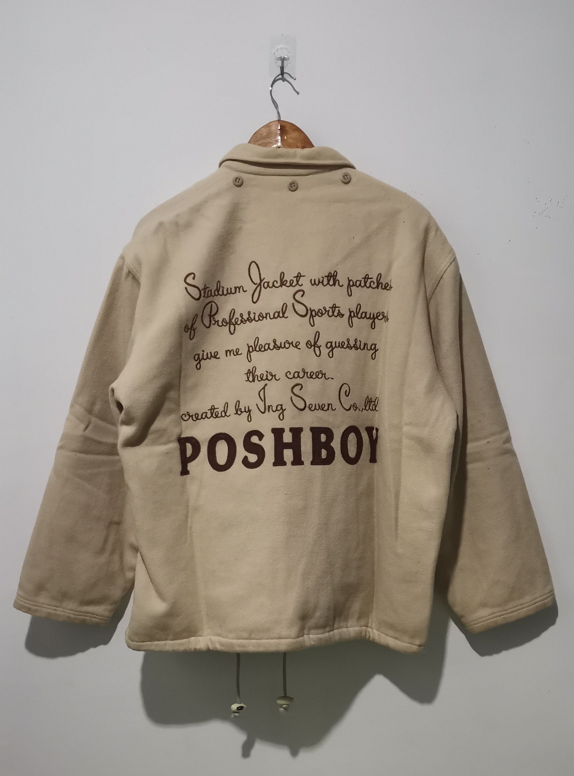Vintage Vintage POSHBOY Wool Stadium Jacket Beige – Rare Varsity L Size US L / EU 52-54 / 3 - 2 Thumbnail