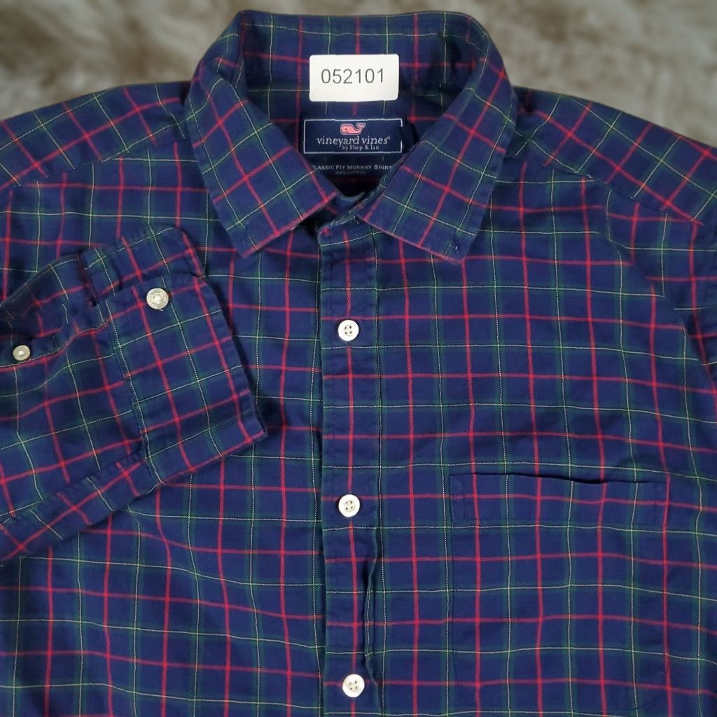 Vineyard Vines Vineyard Vines Shirt Mens Medium Blue Check Casual Button Up Long Sleeve Size US M / EU 48-50 / 2 - 1 Thumbnail