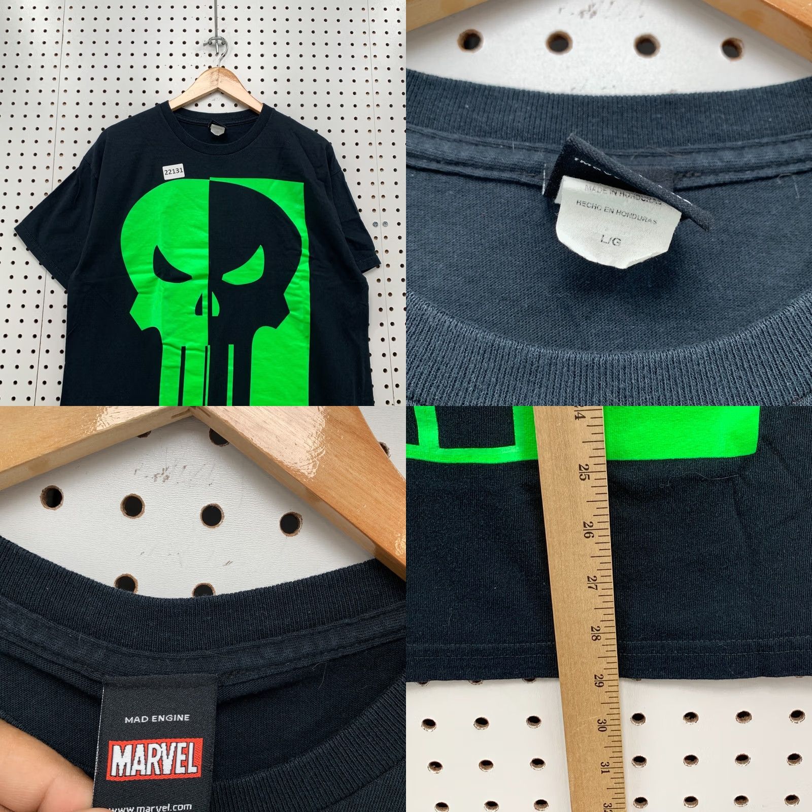 Vintage Marvel Punisher Shirt Black Green Skull Graphic TEE Movie Adult Large Size US L / EU 52-54 / 3 - 8 Thumbnail