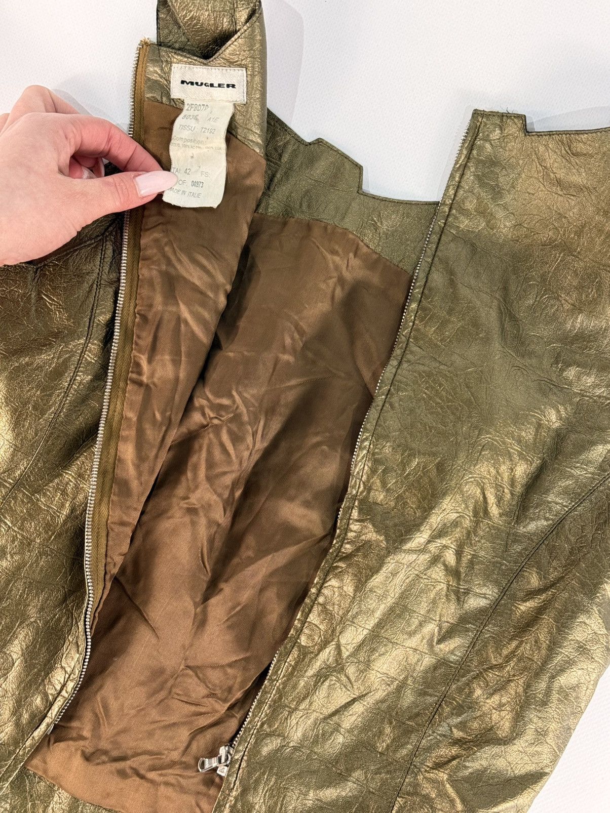 Thierry Mugler Archive Thierry Mugler Metallic Croc Leather Top Size M / US 6-8 / IT 42-44 - 9 Thumbnail