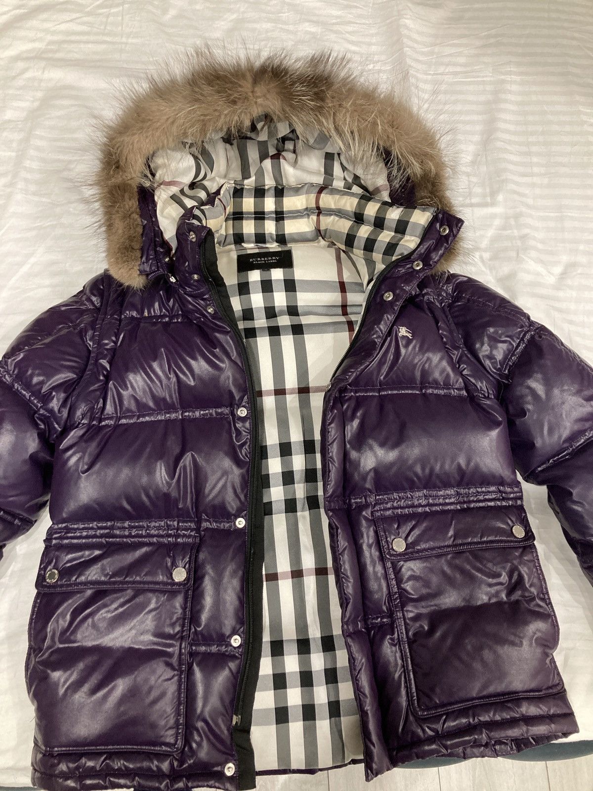 Burberry × Japanese Brand Burberry Puffer Jacket Fur Hood