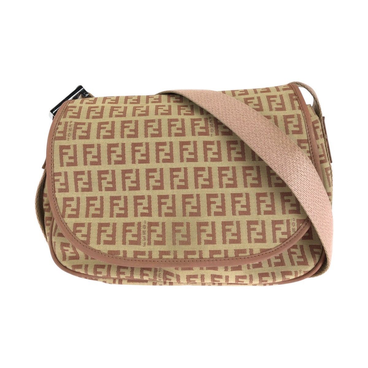 Fendi Fendi Zucchino Canvas/leather Shoulder Bag Canvas Shoulder Bag in Beige, Women's