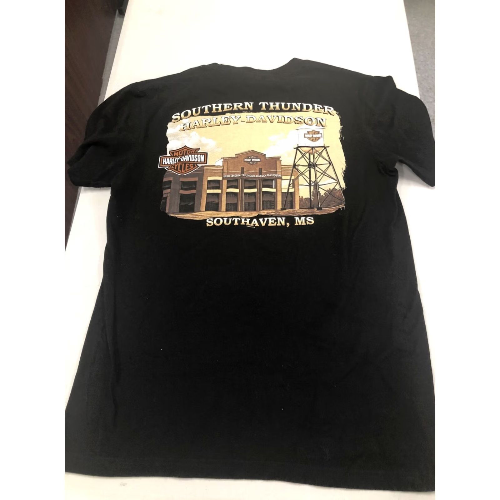 Harley Davidson Harley-Davidson T-Shirt Men M Black Solid Crew Neck Short Sleeve Graphic Print Bicycle Motorcycle Theme Southaven, MS World Size US M / EU 48-50 / 2 - 3 Thumbnail