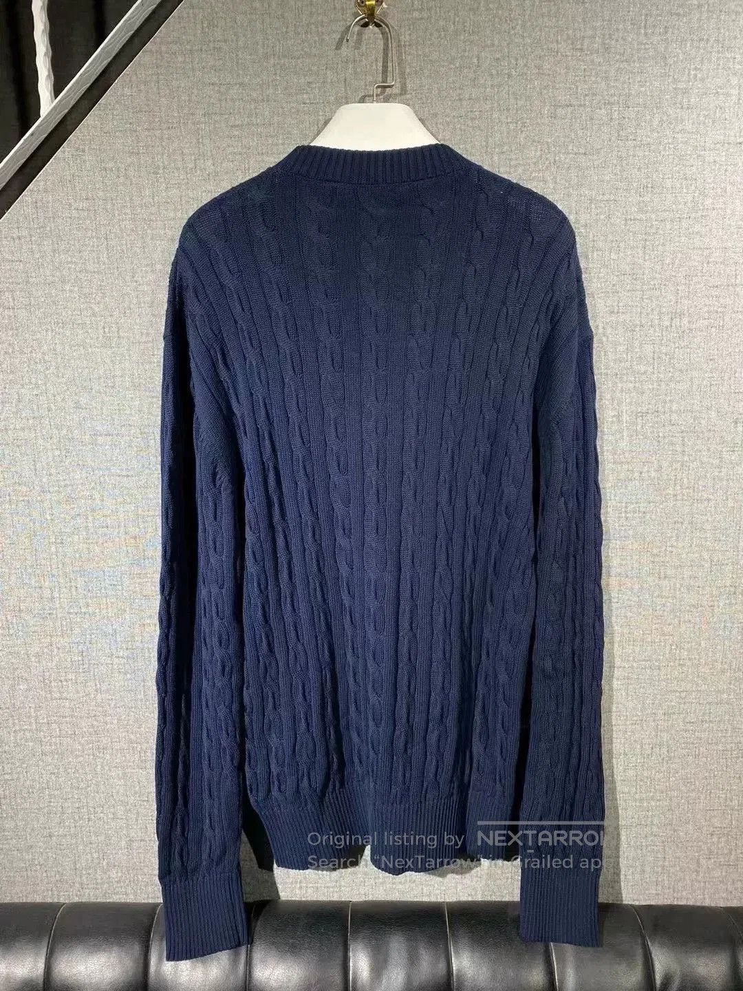 Palm Angels stylish navy cable-knit sweater for men. Size US L / EU 52-54 / 3 - 2 Thumbnail