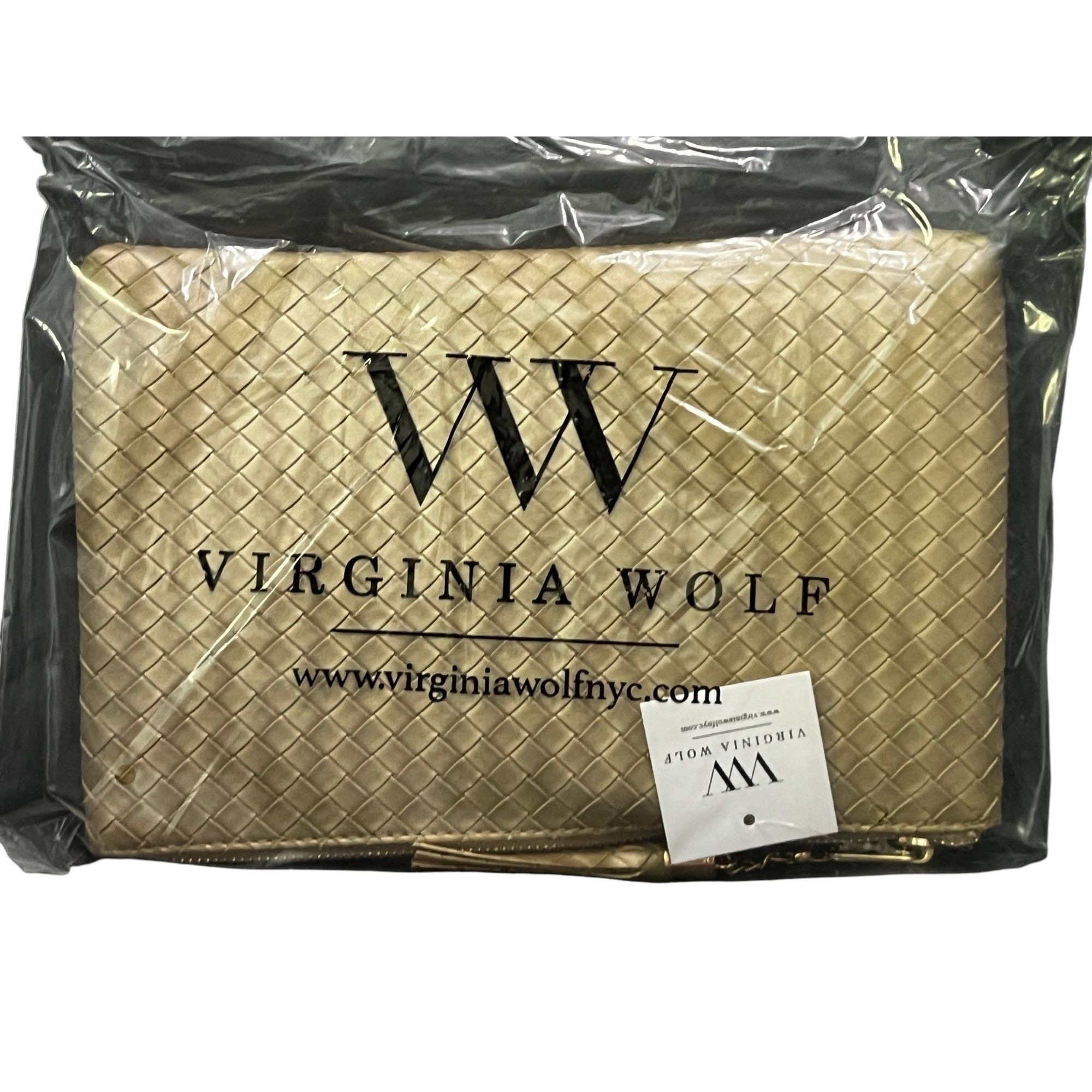 Virginia Wolf Mimi gold woven clutch hotsell bag