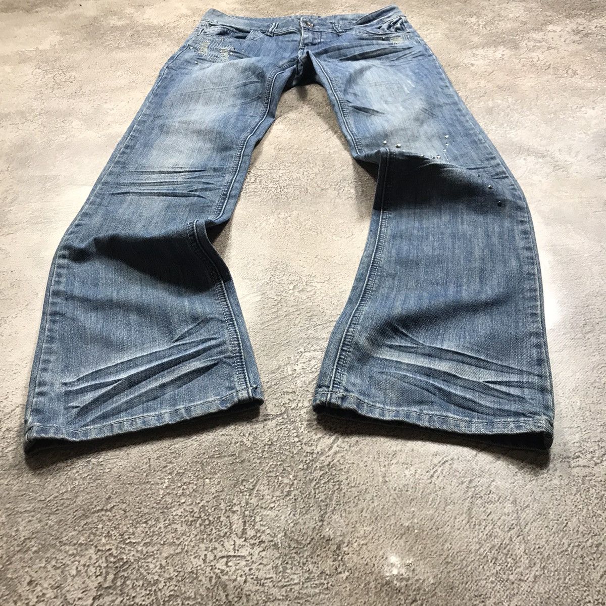Vintage Vintage 90s Distressed Baggy Wide Leg Jeans Grunge Thrashed Size 28" / US 6 / IT 42 - 1 Thumbnail