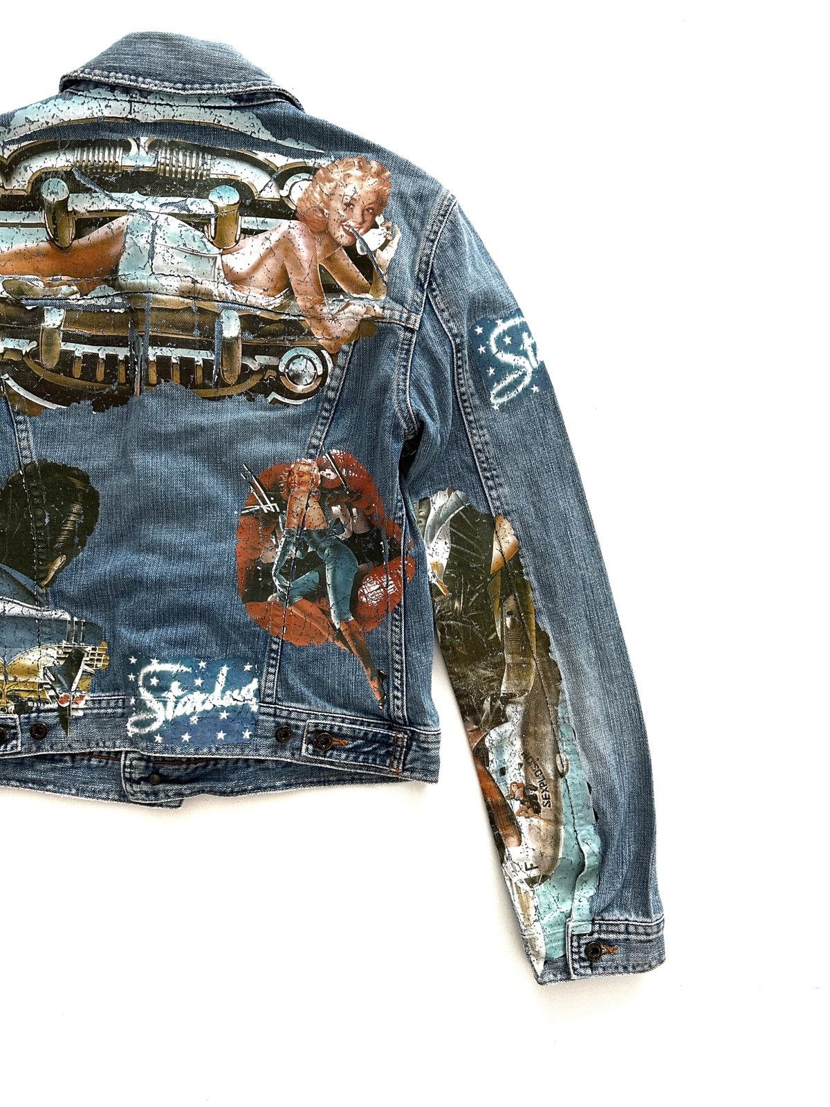 Dolce & Gabbana Vintage Dolce & Gabbana Pin Up Girls Retro Car Denim Jacket Size L / US 10 / IT 46 - 7 Thumbnail