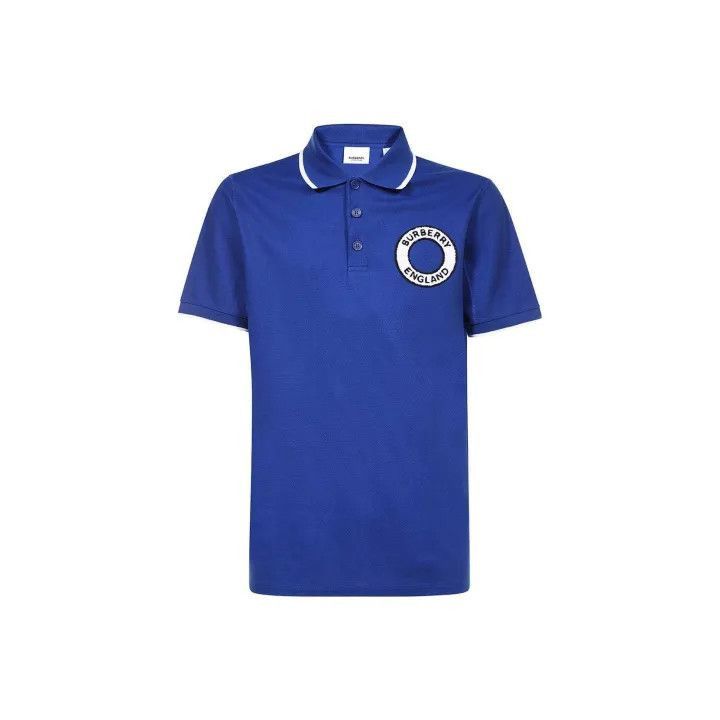 Burberry Burberry Burberry Men's Blue Cotton Short Sleeve Polo-2507 Size US XL / EU 56 / 4 - 1 Thumbnail