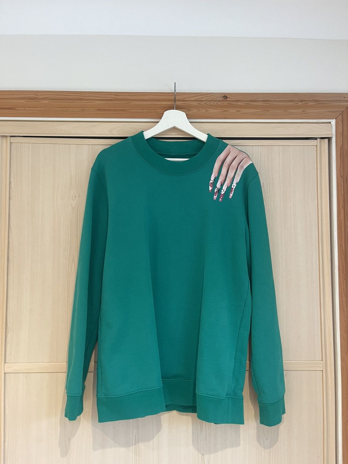 image of Raf Simons / Sterling Ruby Hand Sweatshirt in Green, Men's (Size Large)