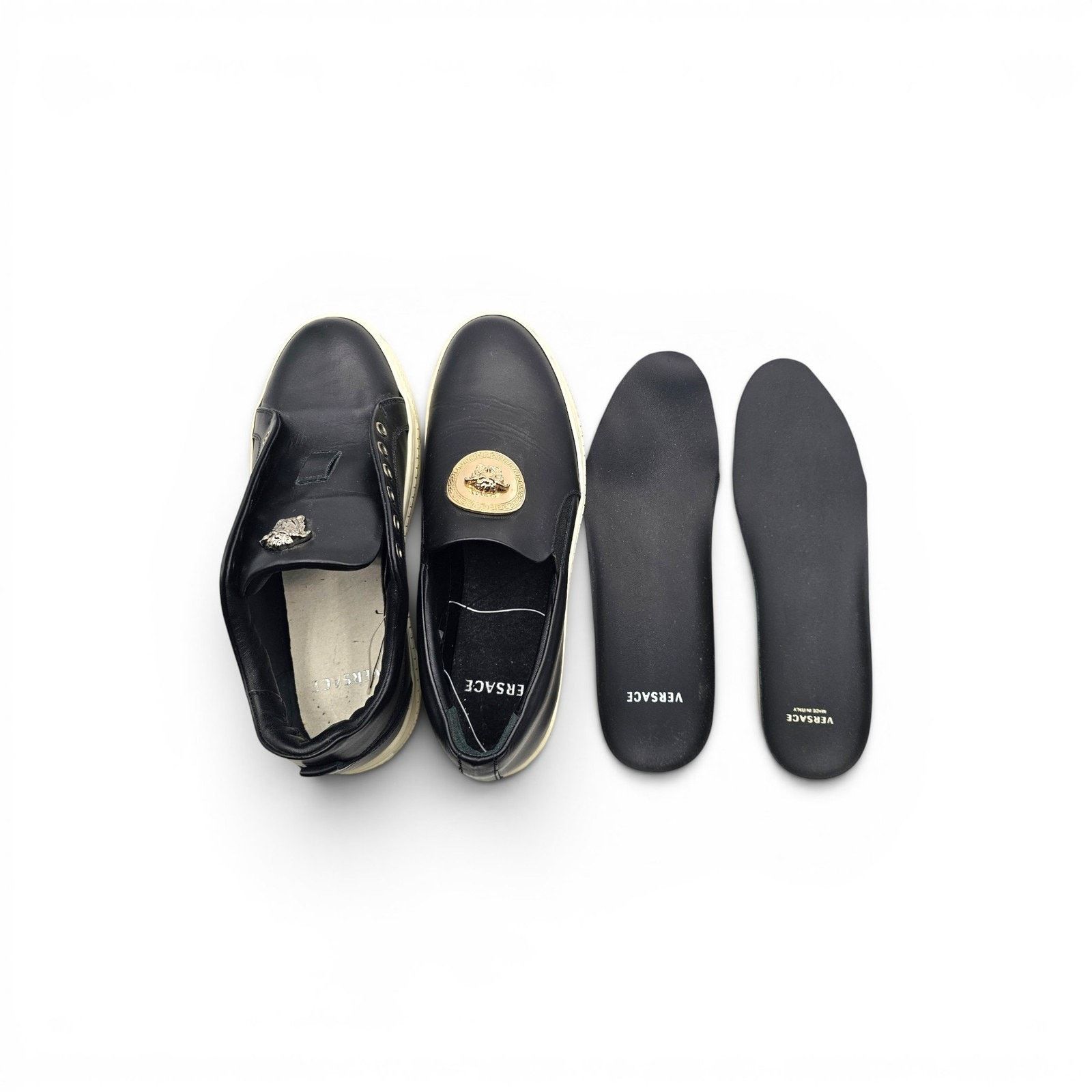 Versace Unisex Black Leather Medusa Slip-On Sneakers EU 39 US 9W 6M Size US 9 / IT 39 - 7 Thumbnail