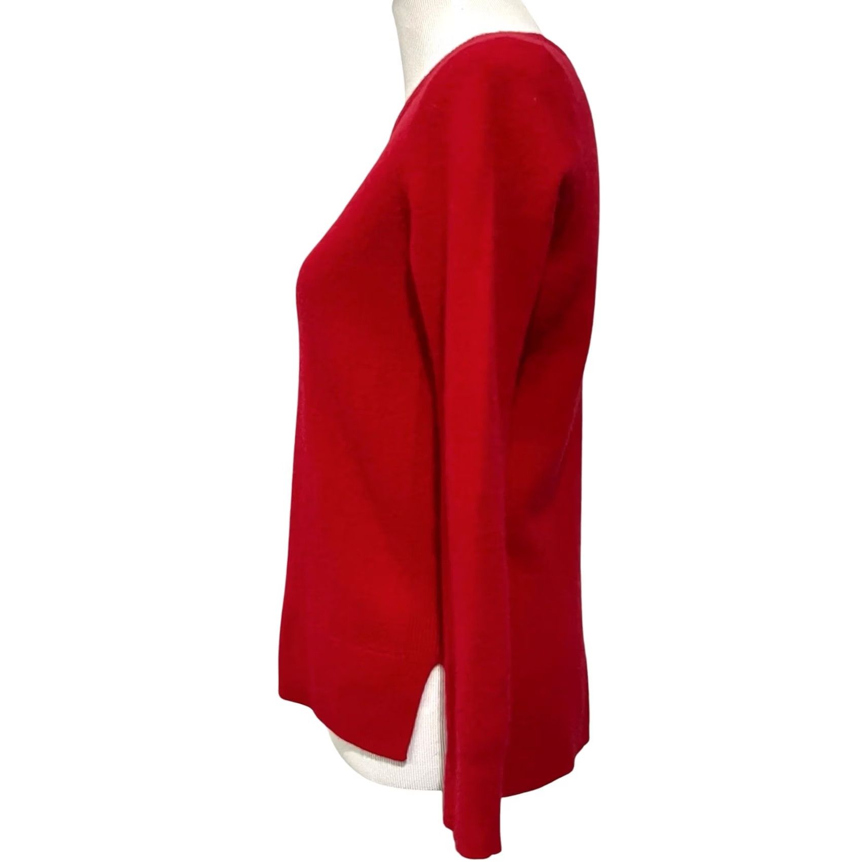 Vintage Halogen Sweater Crew Neck Long Sleeve 100% Cashmere Red Women Size M Pullover Knits Classic Casual Womens Size M / US 6-8 / IT 42-44 - 5 Thumbnail