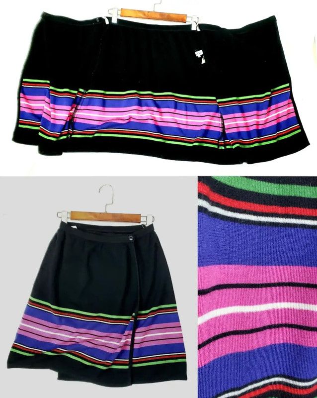 Dior Irregular Black Wool Stripe Skirt 0089