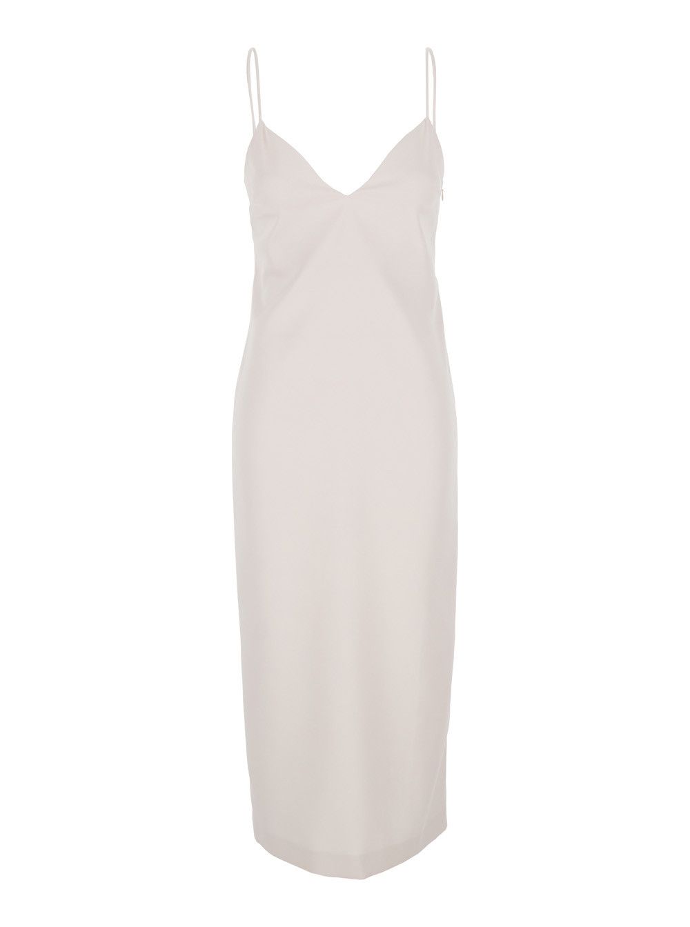 TWINSET Long Sleeveless Dress with V-Neck and Single Vent at the Back in Pink Fabric for Women Size M / US 6-8 / IT 42-44 - 1 Thumbnail