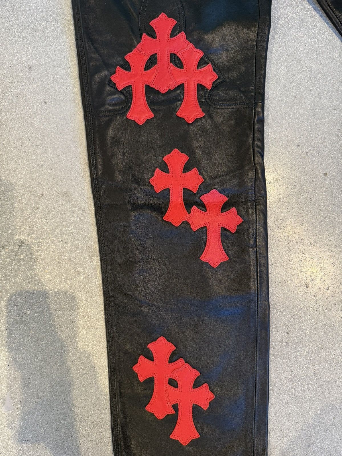 Chrome Hearts Chrome Hearts Leather Flooded Pants (1of1) 🔥👹🔥 Size US 26 / EU 42 - 14 Thumbnail