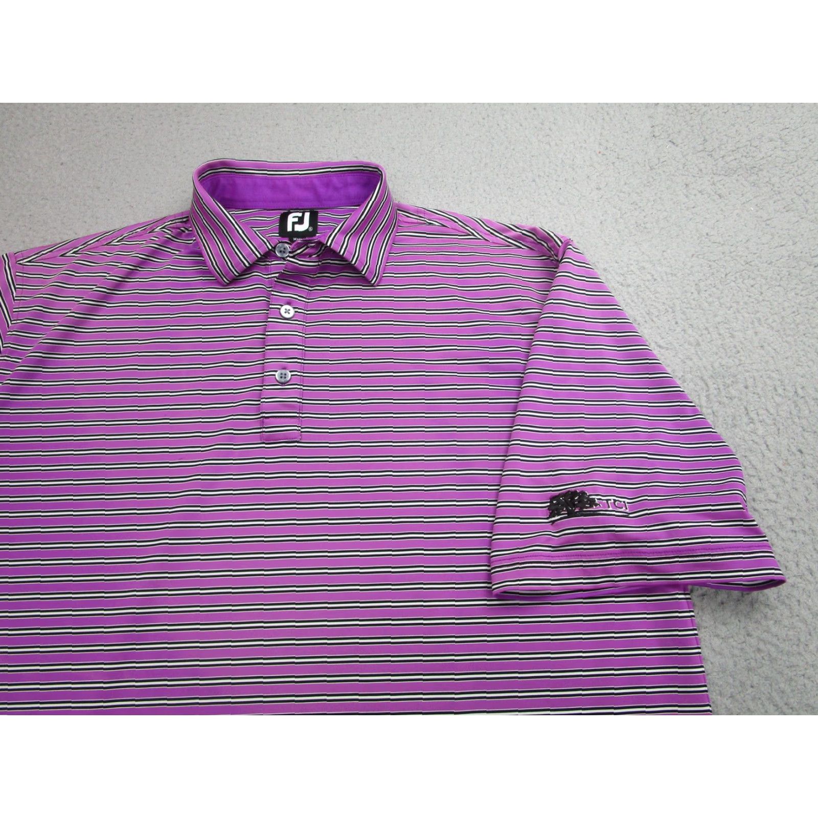Footjoy FootJoy Polo Shirt Mens XL Purple Striped Golf Performance Tree Embroidered TCI Embroidered Performance FootJoy Green? Size US XL / EU 56 / 4 - 2 Thumbnail