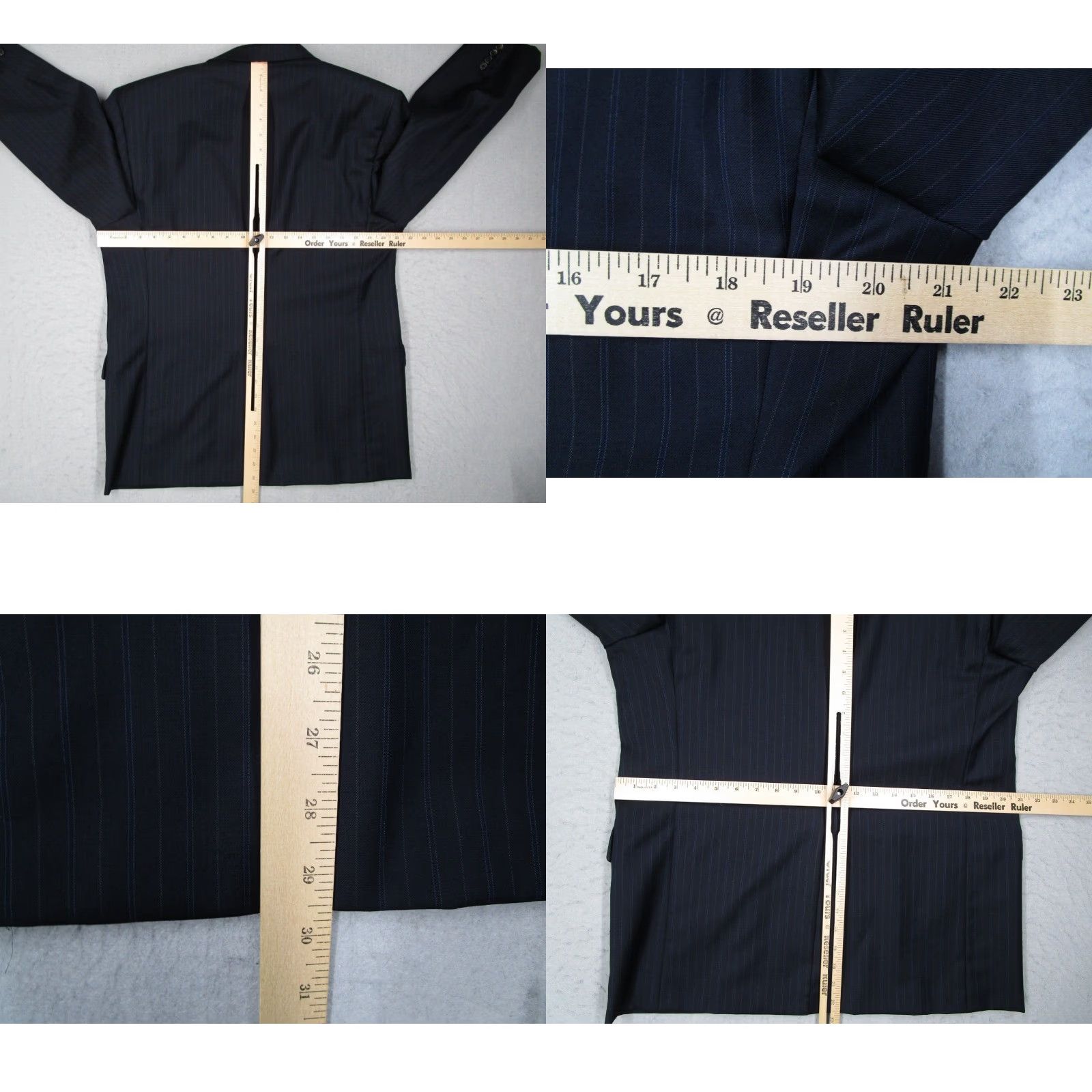 Loro Piana Hickey Freeman Loro Piana Men's Blue Pinstripe 2 Button Wool Suit Jacket 40 S Classic Size 40R - 8 Thumbnail
