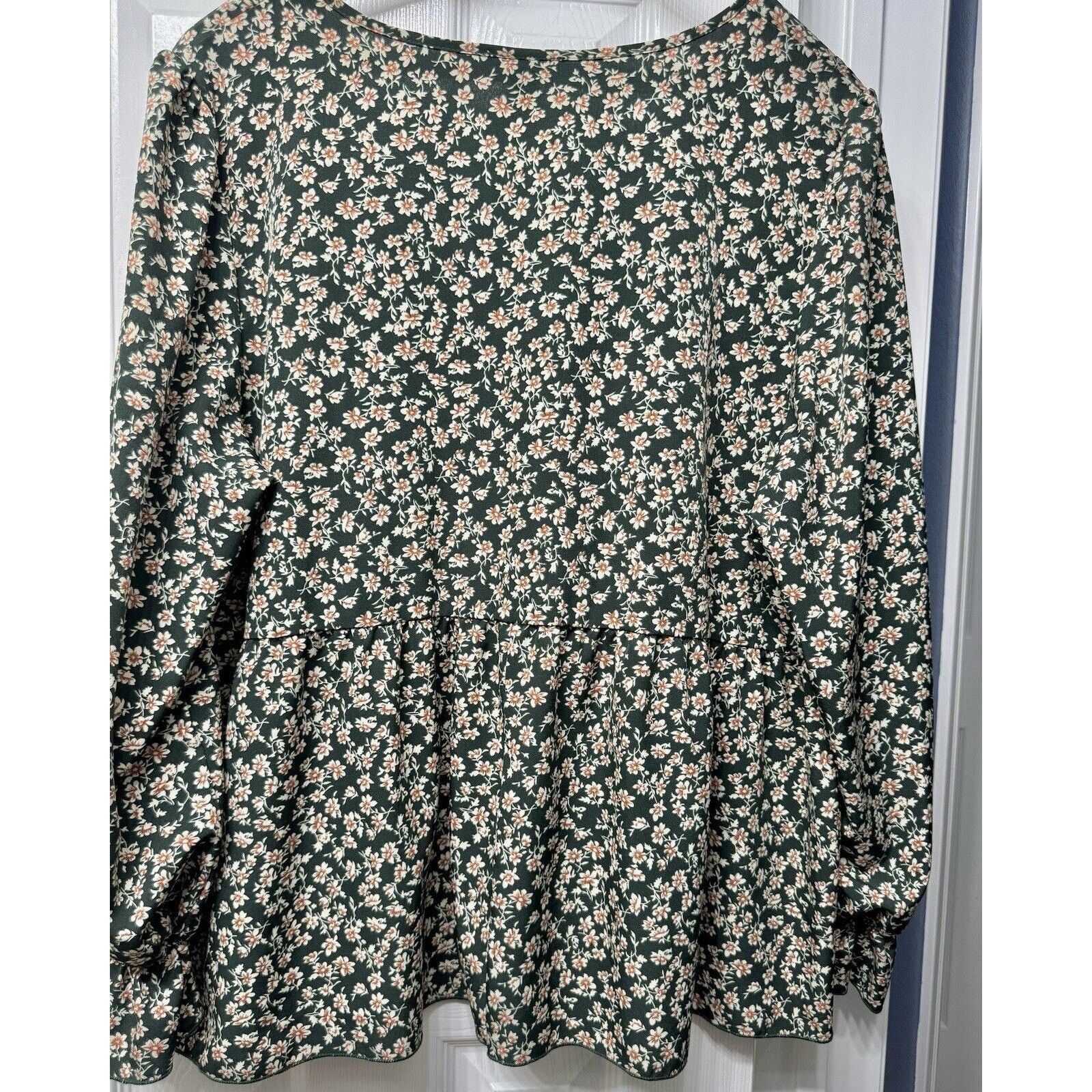 Shein SHEIN LUNE Plus Ditsy Print Flounce Sleeve, Peplum Blouse 3X Size 3XL / US 20-22 - 10 Thumbnail